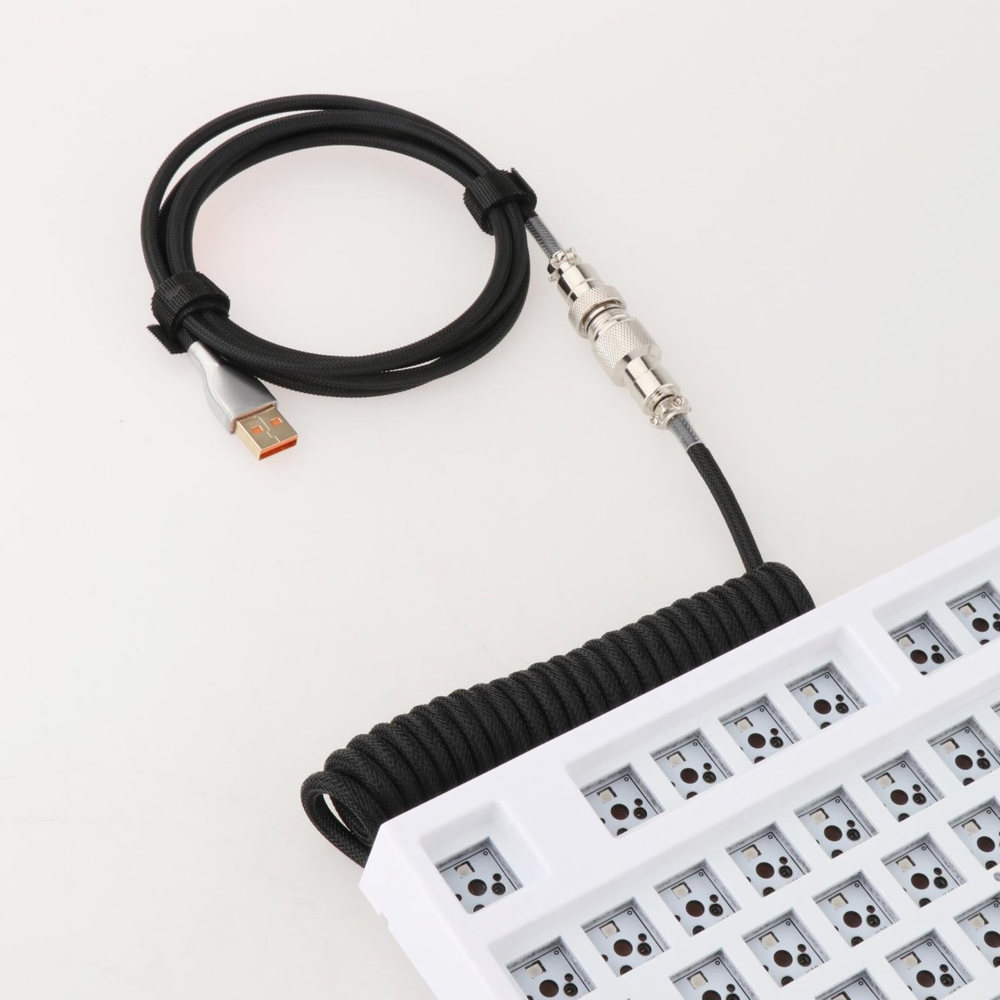 1.8M Coiled Cable Wire Mini Micro USB for Mechanical Keyboard Game Console Black