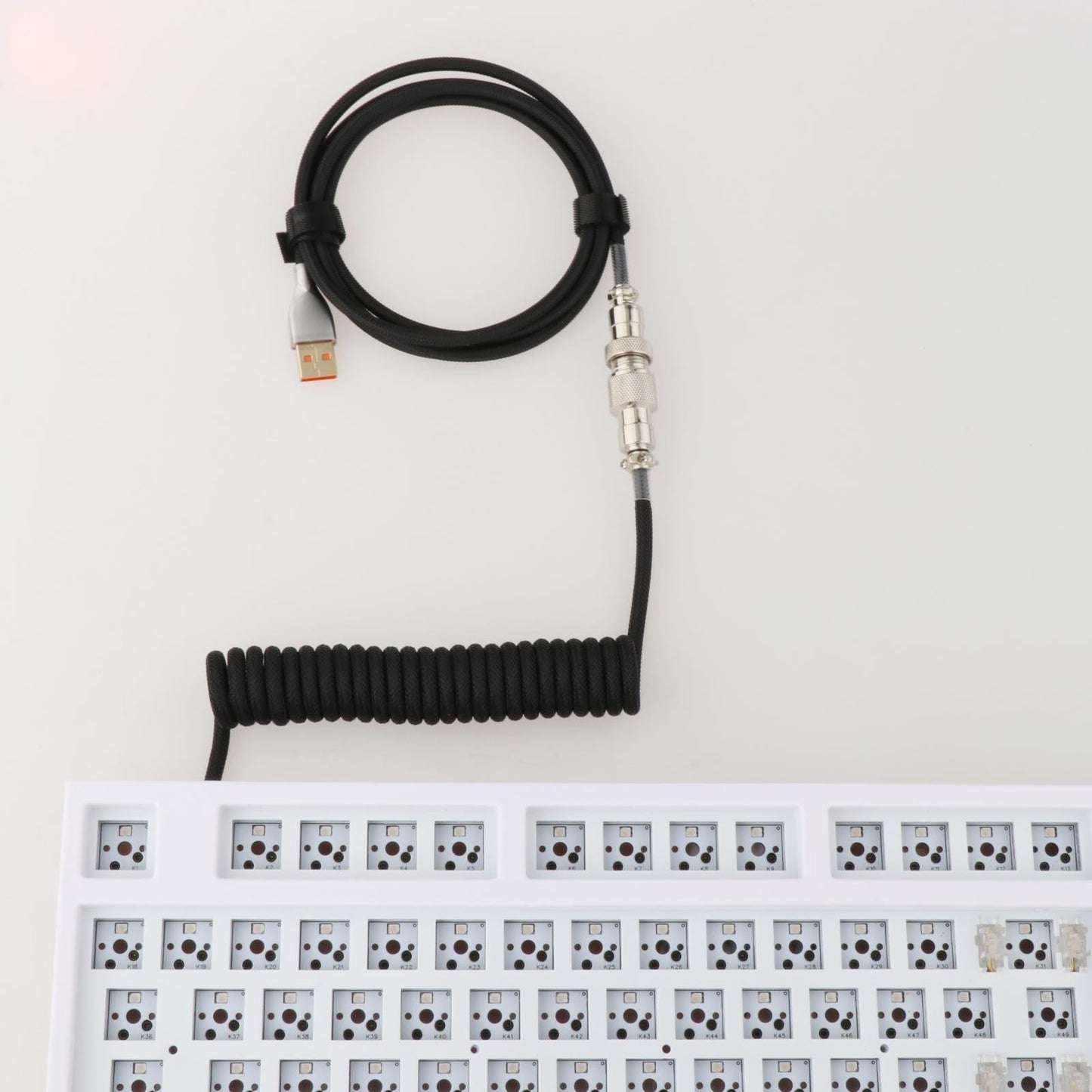 1.8M Coiled Cable Wire Mini Micro USB for Mechanical Keyboard Game Console Black