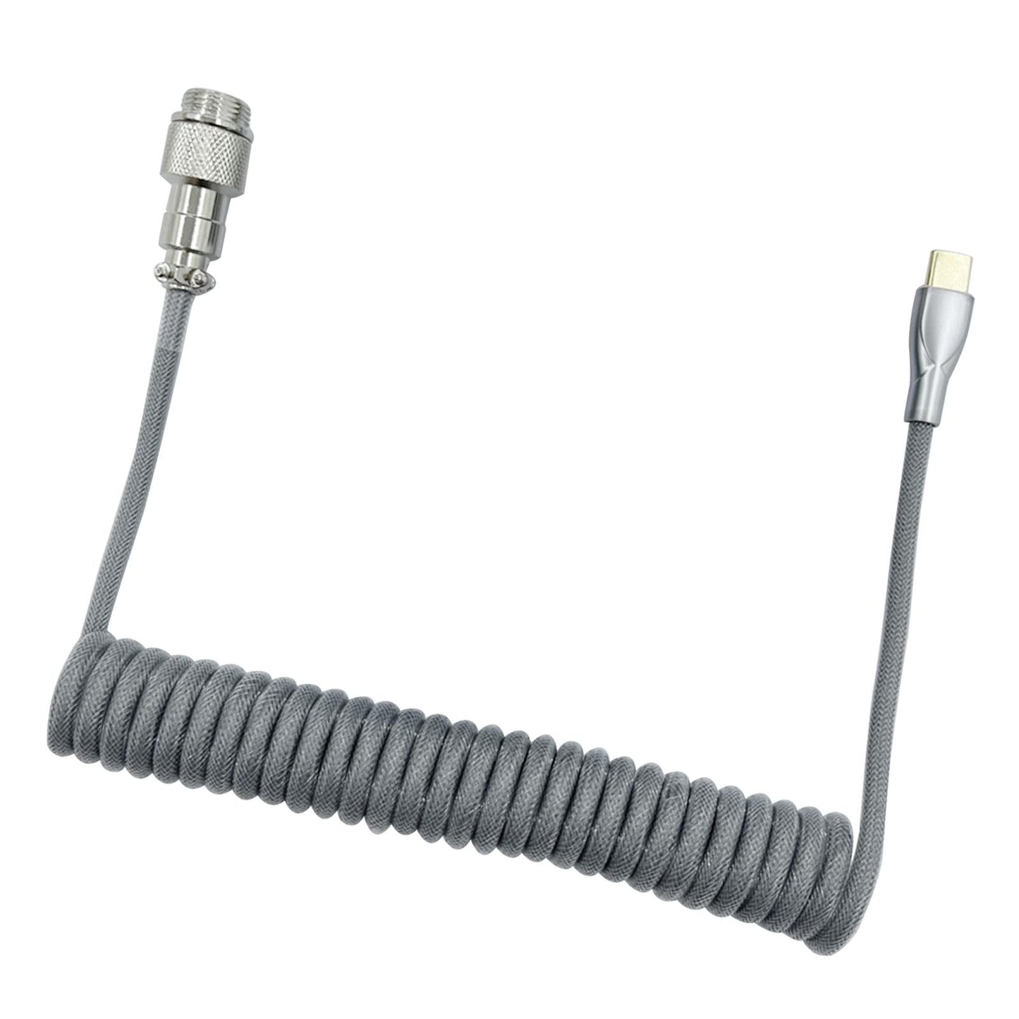 1.8M Coiled Cable Wire Mini Micro USB for Mechanical Keyboard Game Console Grey