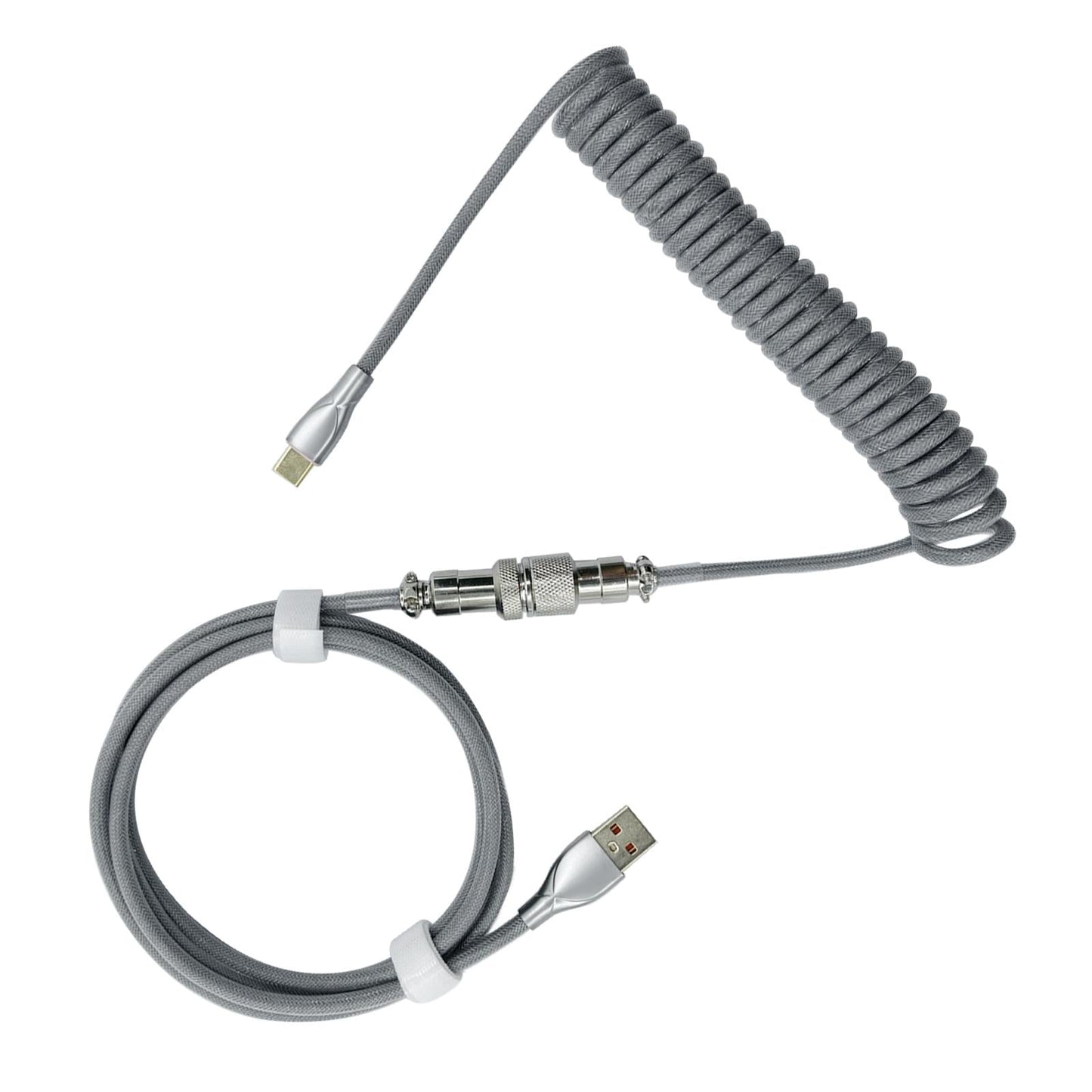 1.8M Coiled Cable Wire Mini Micro USB for Mechanical Keyboard Game Console Grey