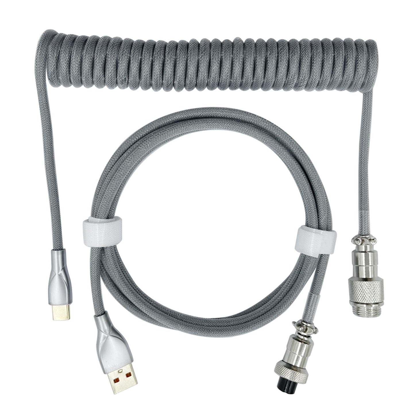 1.8M Coiled Cable Wire Mini Micro USB for Mechanical Keyboard Game Console Grey