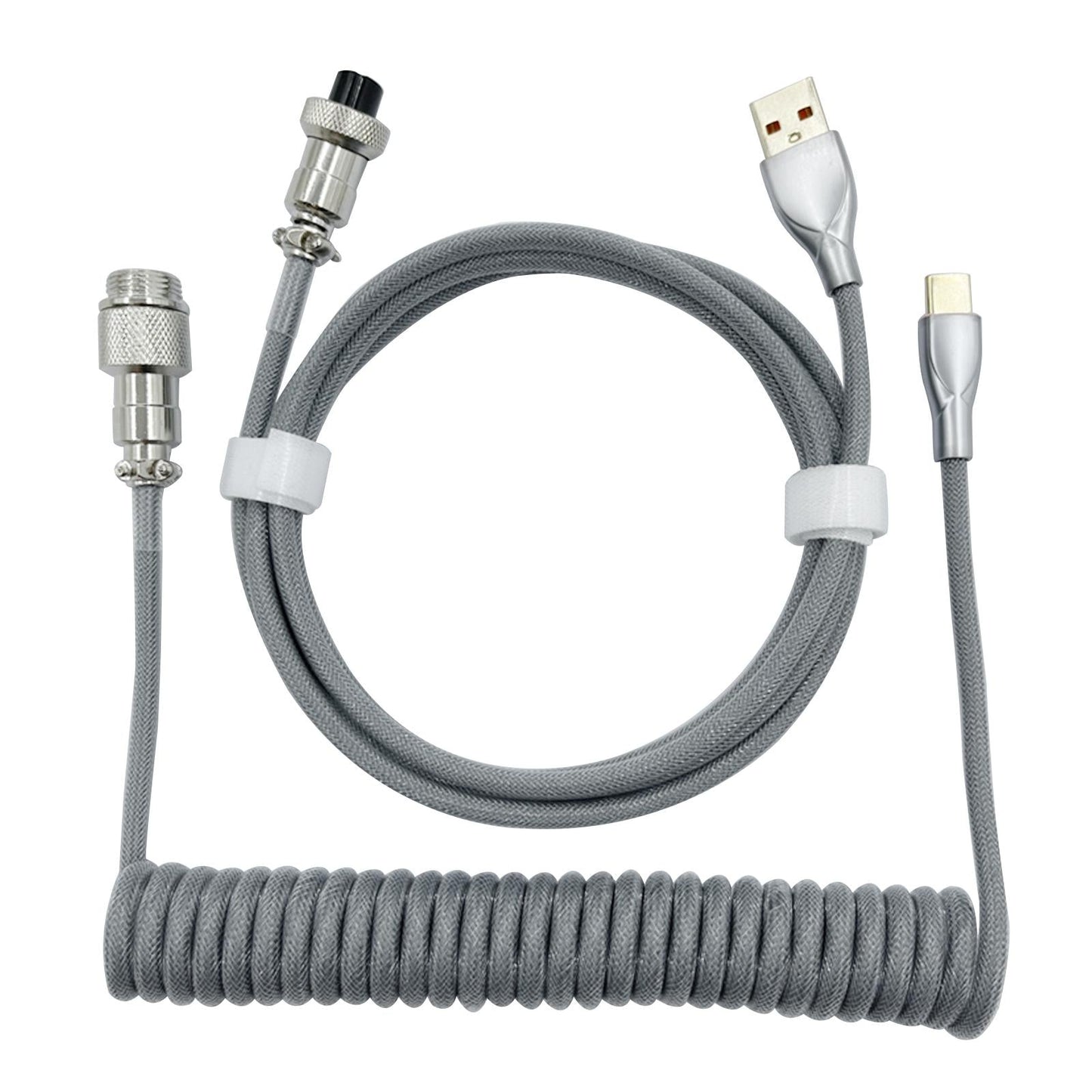 1.8M Coiled Cable Wire Mini Micro USB for Mechanical Keyboard Game Console Grey