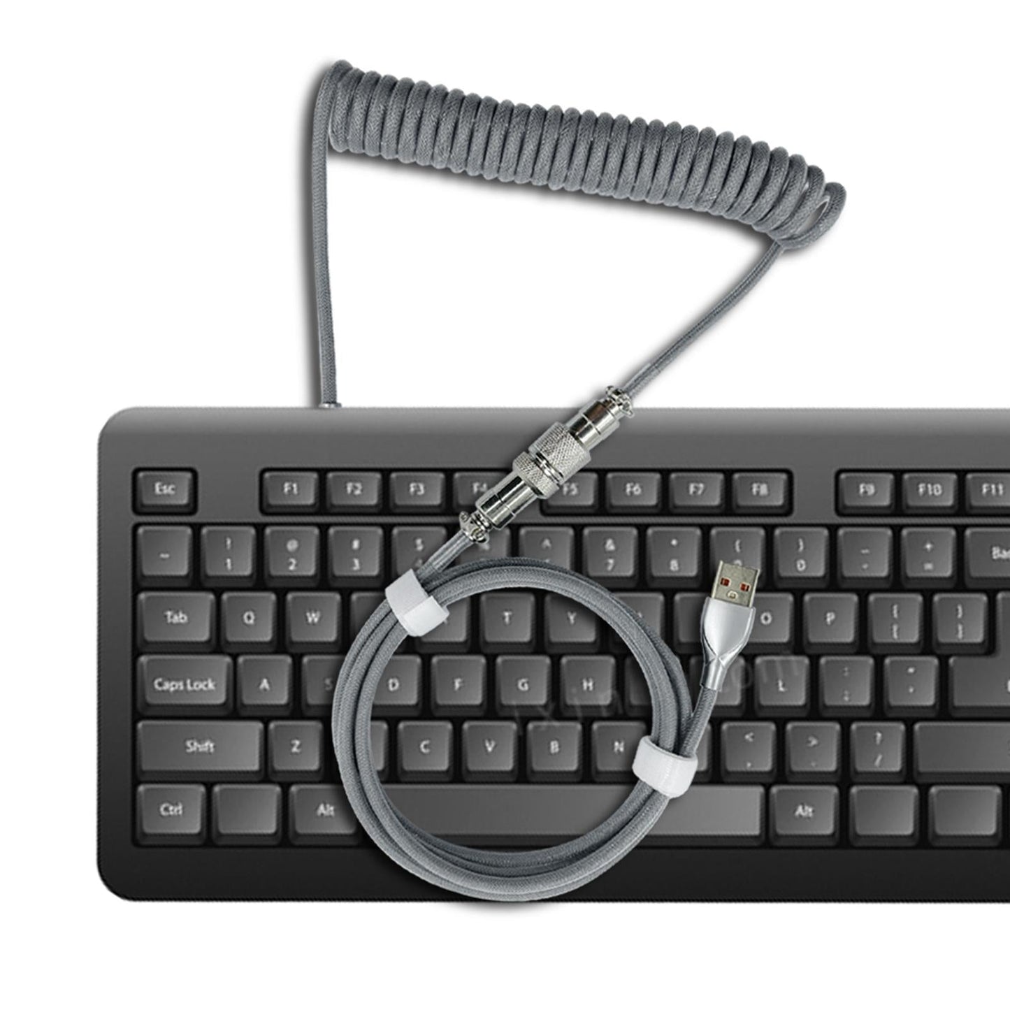 1.8M Coiled Cable Wire Mini Micro USB for Mechanical Keyboard Game Console Grey
