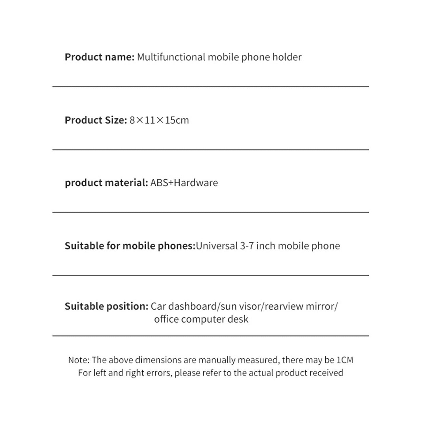 Universal Car Phone Holder Replacement Maximum Angle for 4-7 Inches Car Black Grey