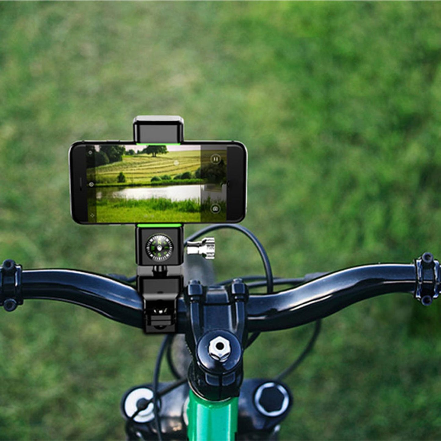 Bicycle Smartphone Mount with Light Silicone Pad Plastic for Bike green