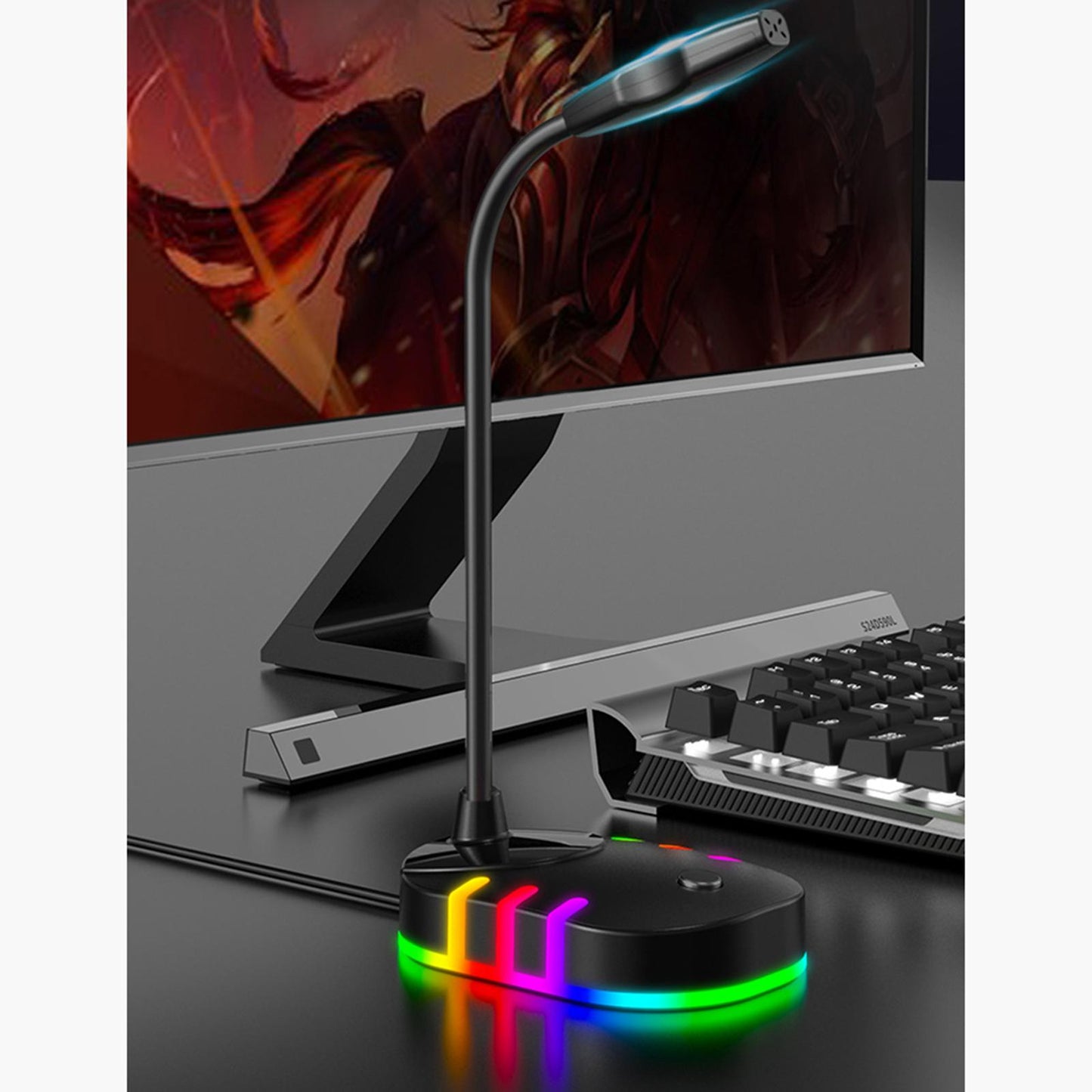Computer Microphone RGB Light-Emitting for PC Laptop Plug Play 3.5mm