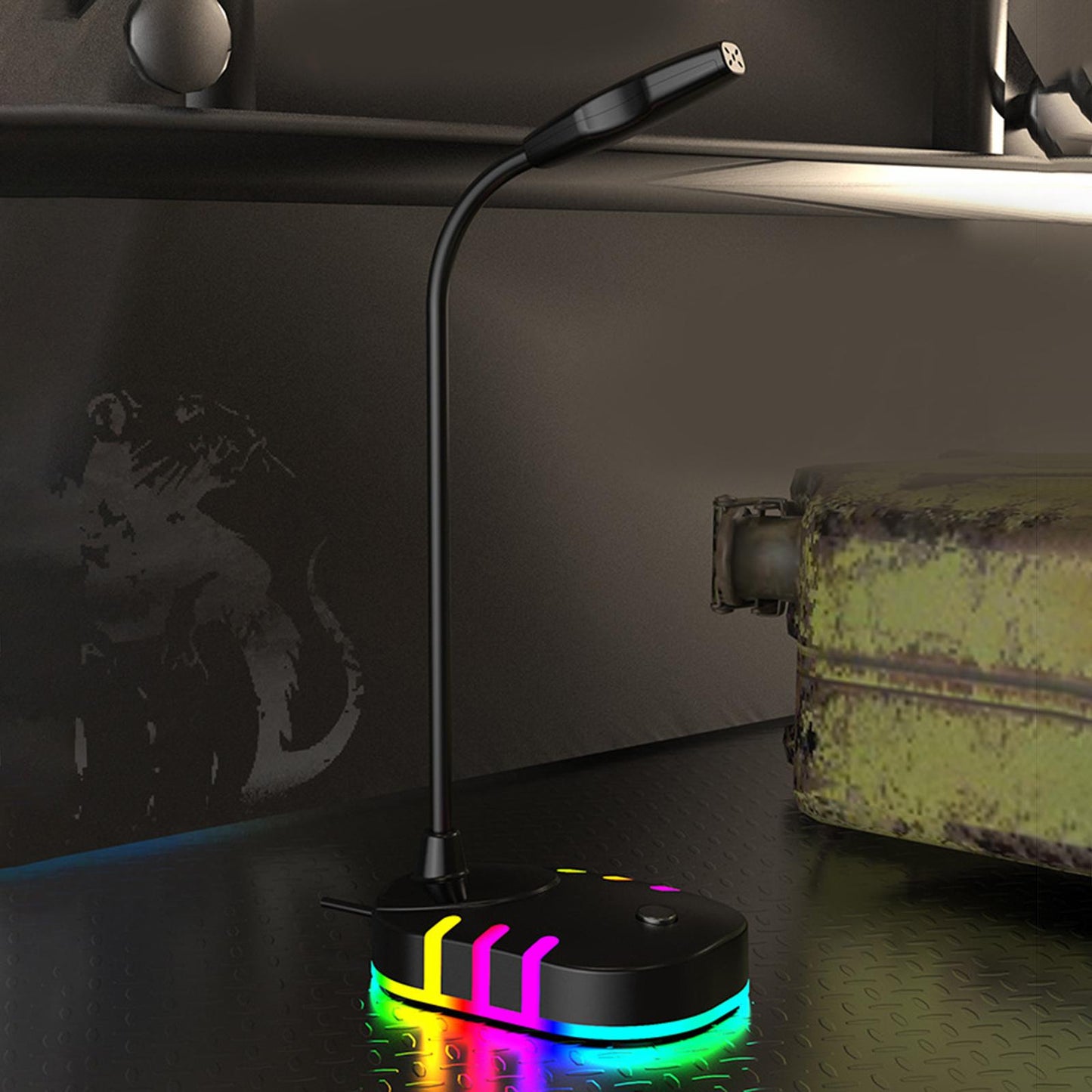 Computer Microphone RGB Light-Emitting for PC Laptop Plug Play 3.5mm