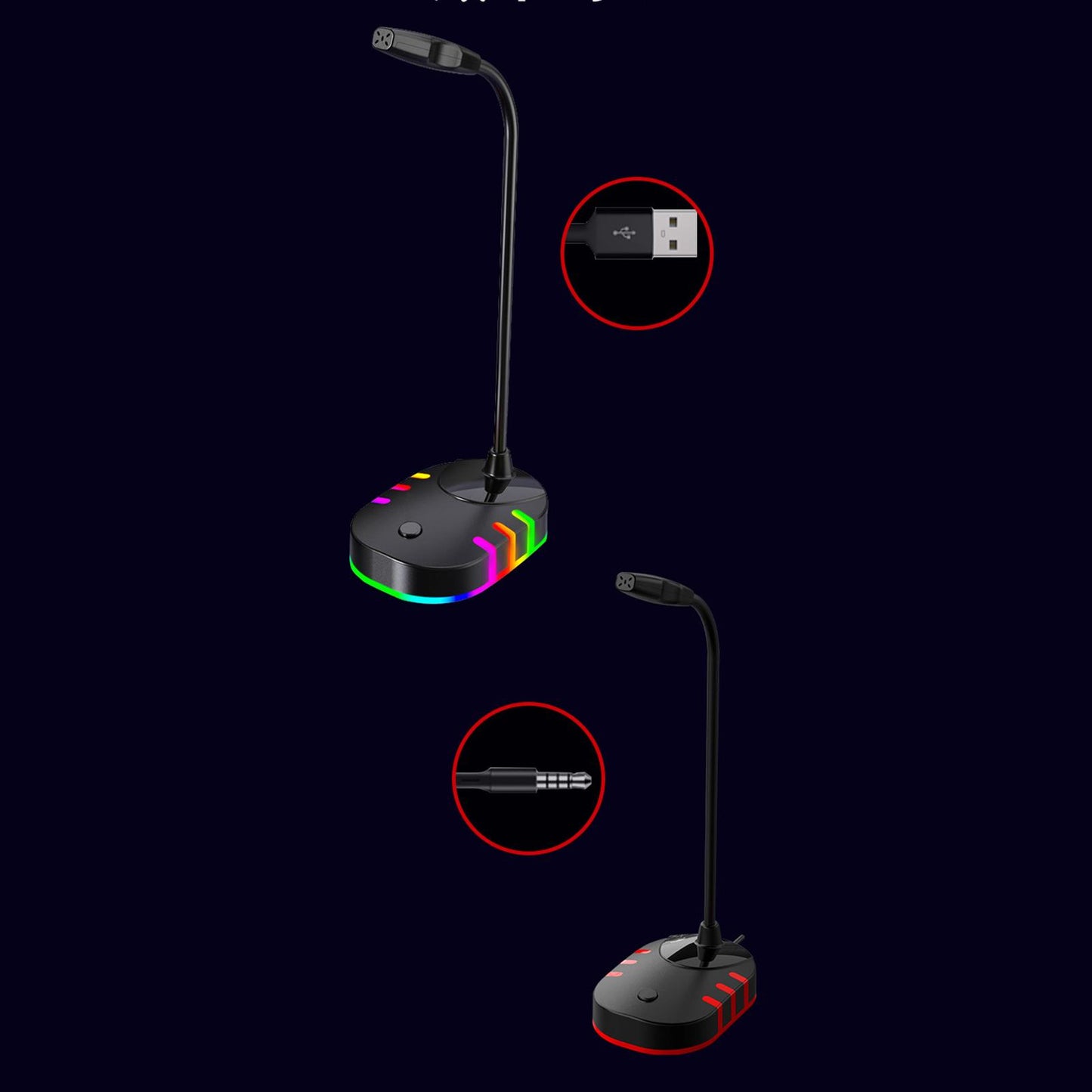Computer Microphone RGB Light-Emitting for PC Laptop Plug Play 3.5mm