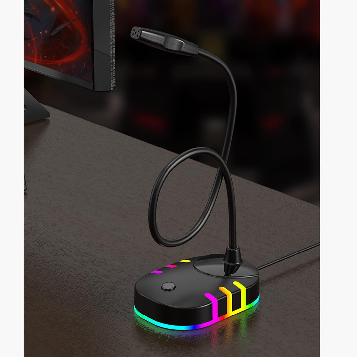 Computer Microphone RGB Light-Emitting for PC Laptop Plug Play 3.5mm