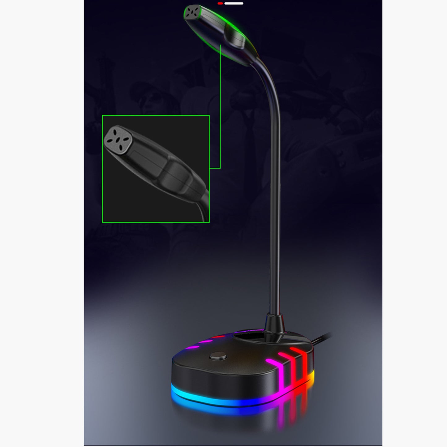 Computer Microphone RGB Light-Emitting for PC Laptop Plug Play USB with RGB