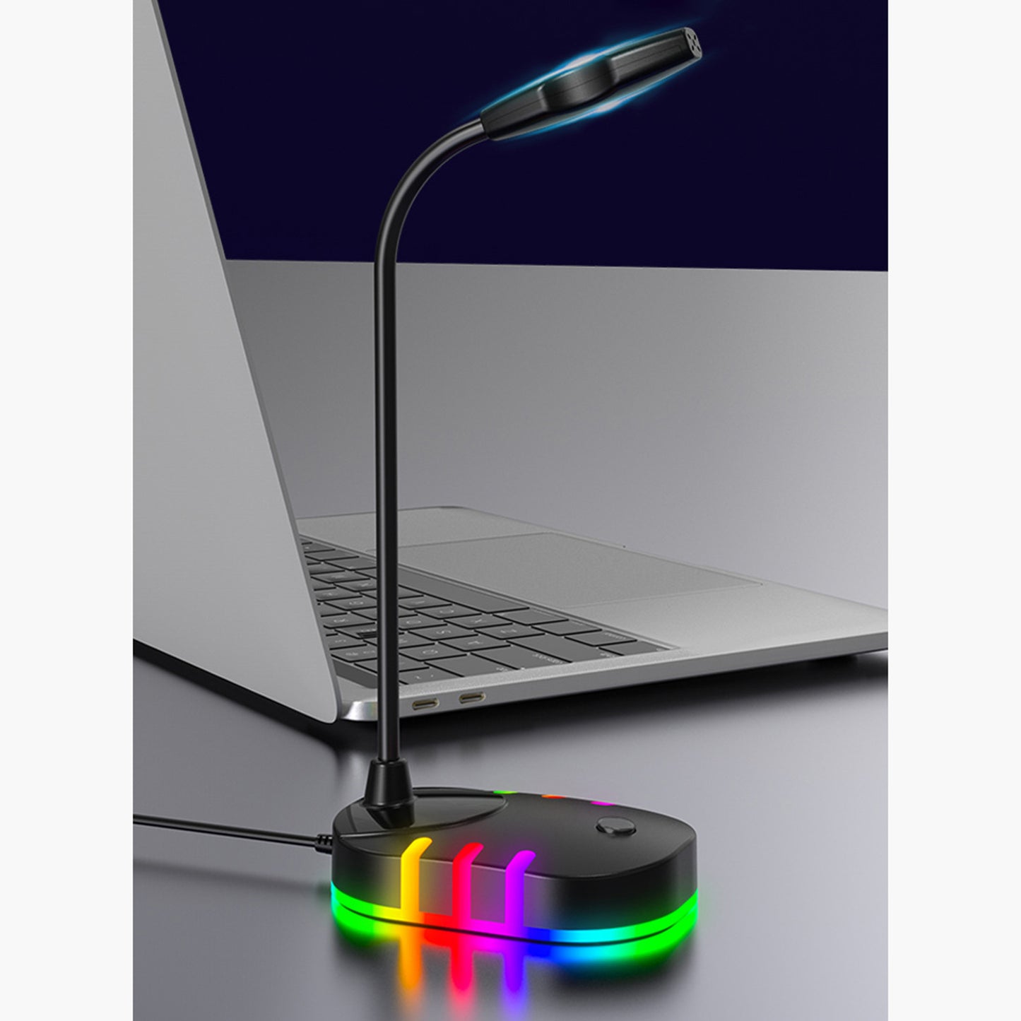 Computer Microphone RGB Light-Emitting for PC Laptop Plug Play USB with RGB