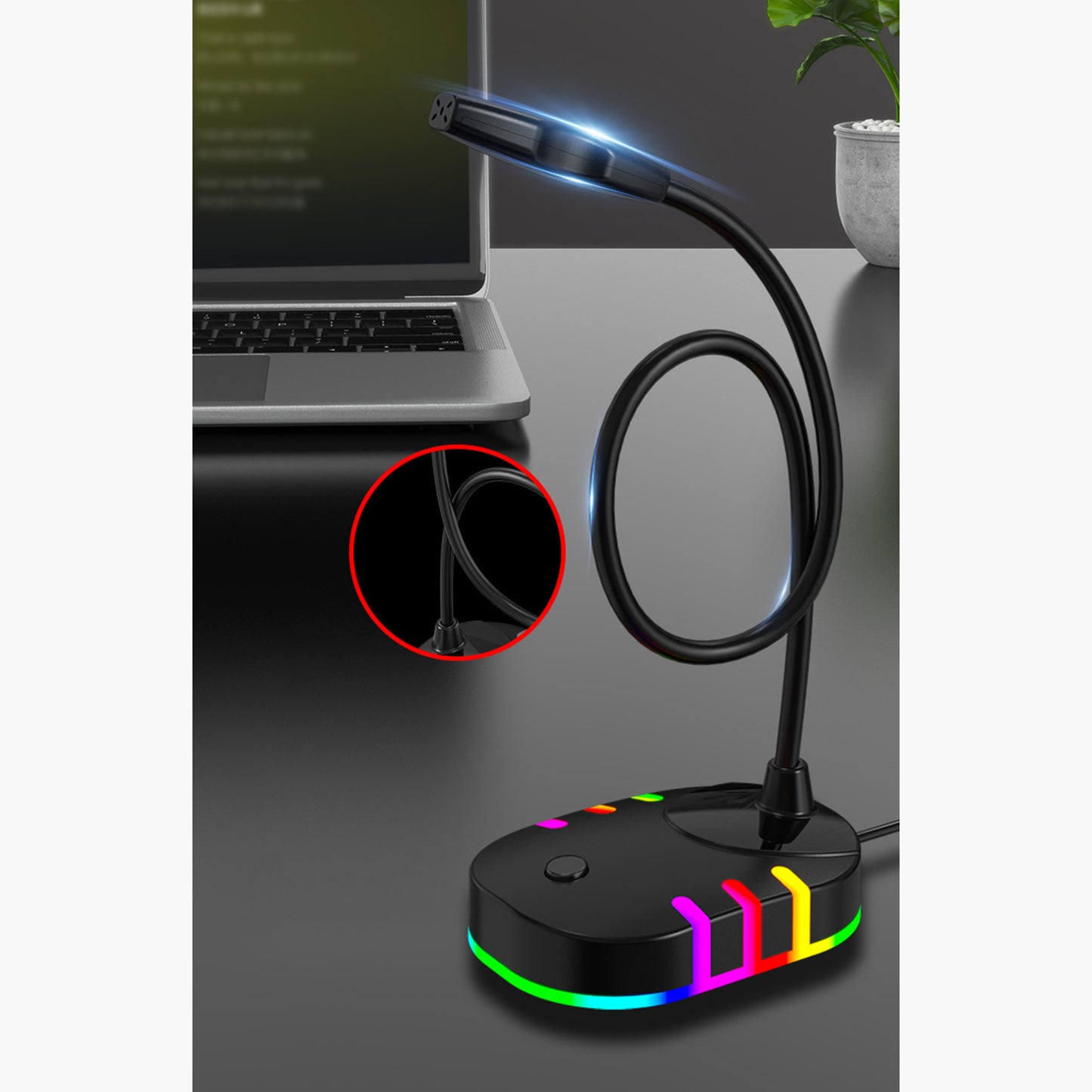 Computer Microphone RGB Light-Emitting for PC Laptop Plug Play USB with RGB