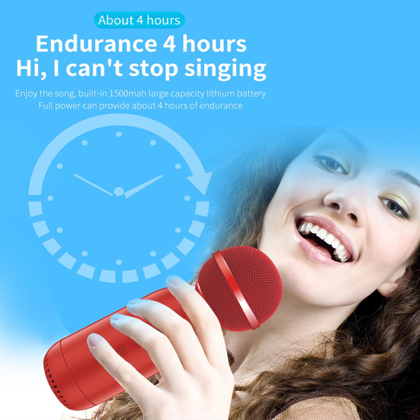 2 in 1 Wireless Karaoke Microphone Bluetooth 5.0 for Kids Adults Red