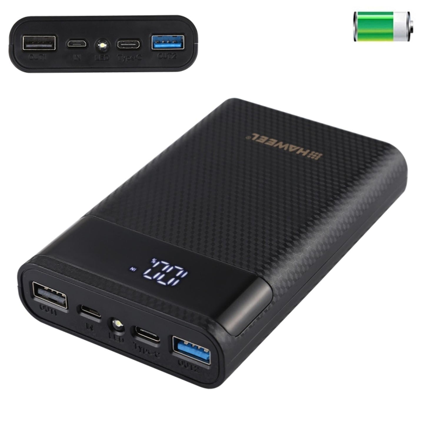 18650 DIY Power Bank Dual USB Fast Charging Portable for USB Devices Black