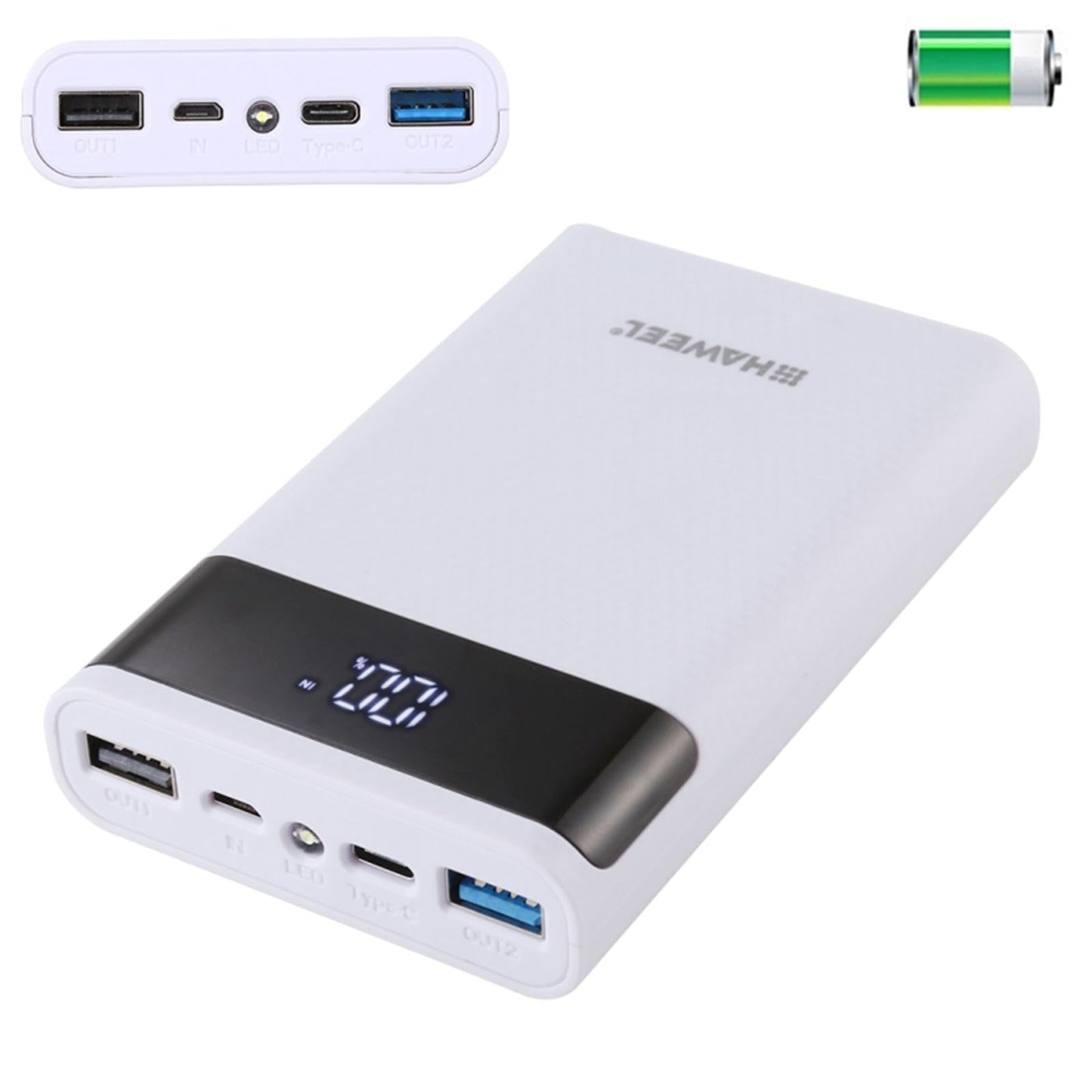 18650 DIY Power Bank Dual USB Fast Charging Portable for USB Devices White