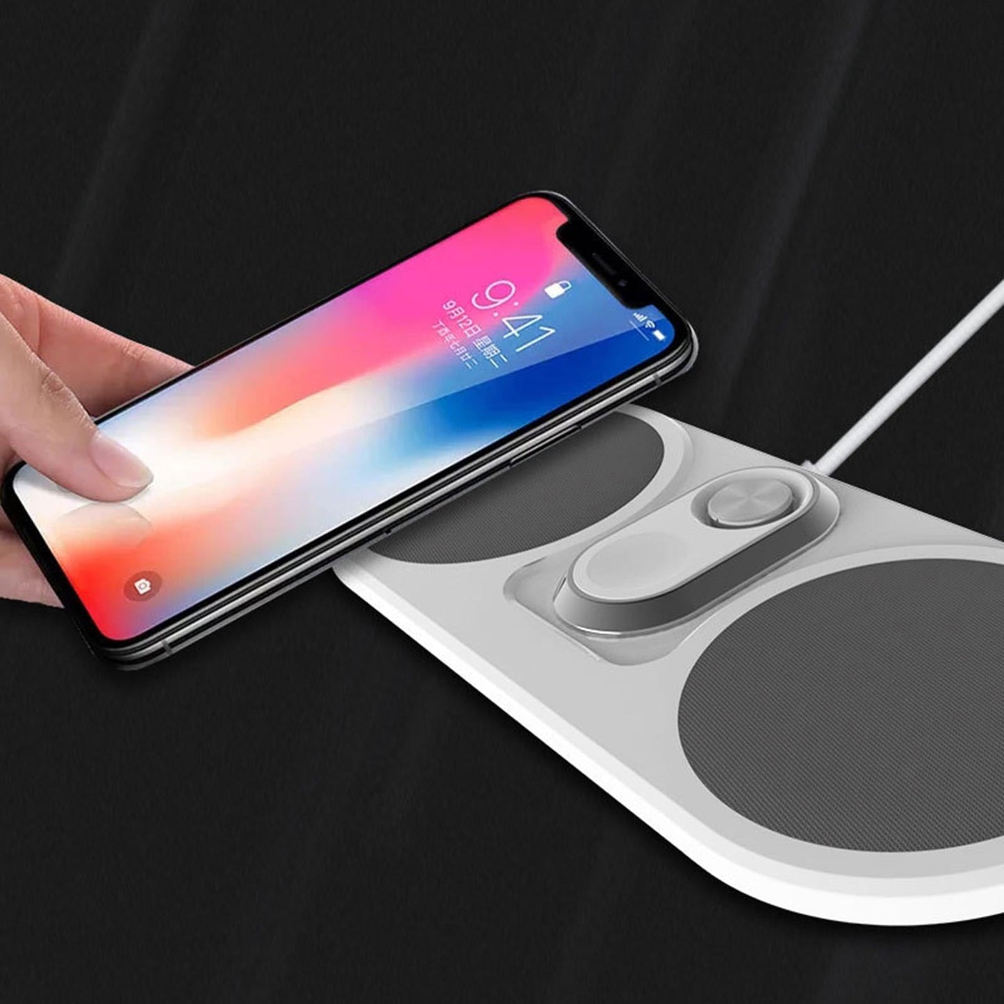 3 in 1 Charging Pad Holder Wireless Qi Charger for iPhone Android White