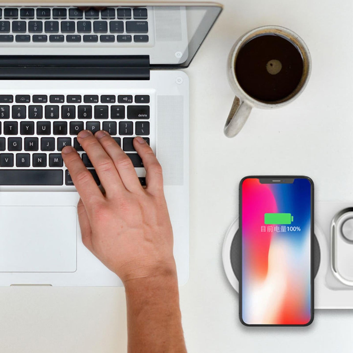 3 in 1 Charging Pad Holder Wireless Qi Charger for iPhone Android White