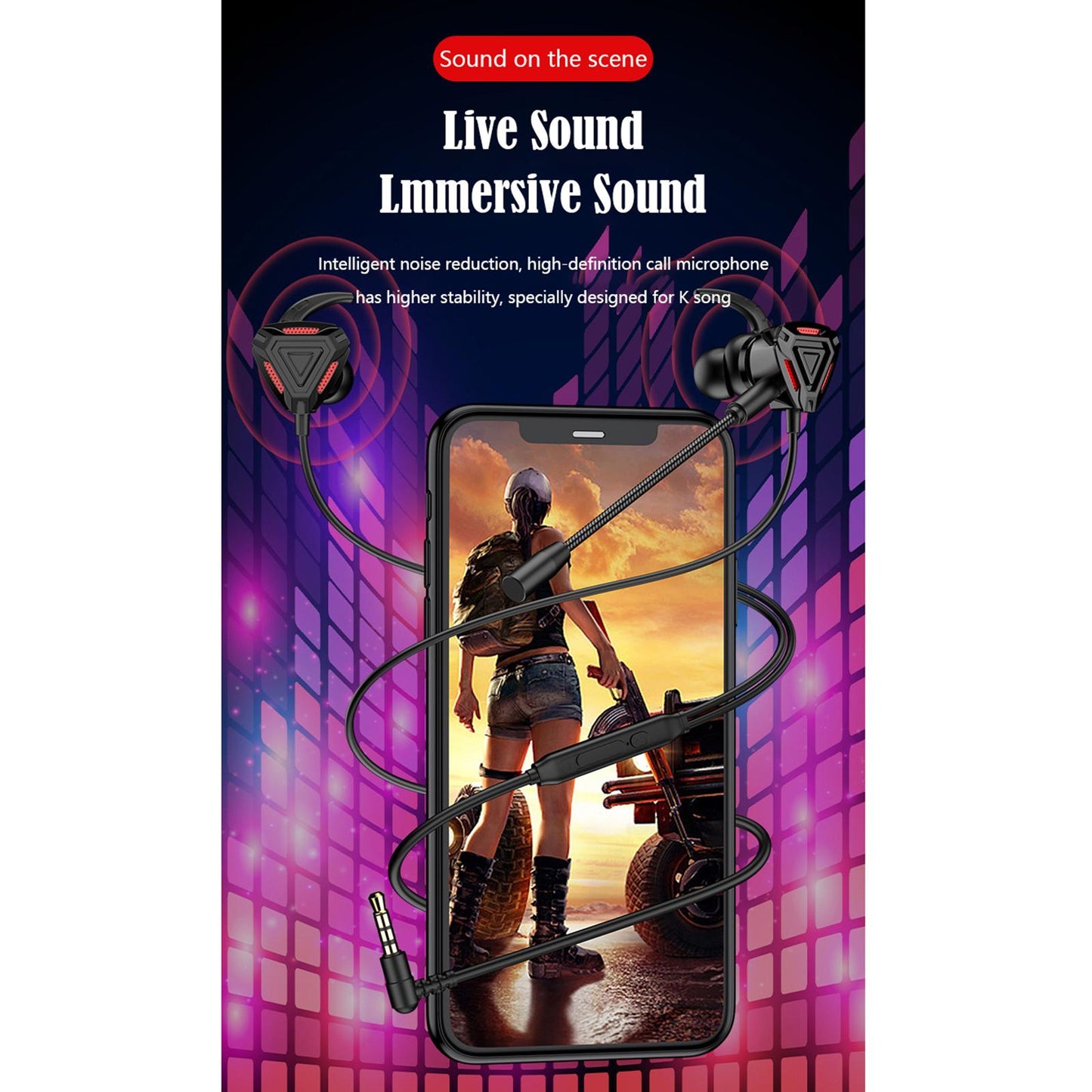 Gaming Earphone Gamer Headset Games Headphones 7.1 With Microphone Red