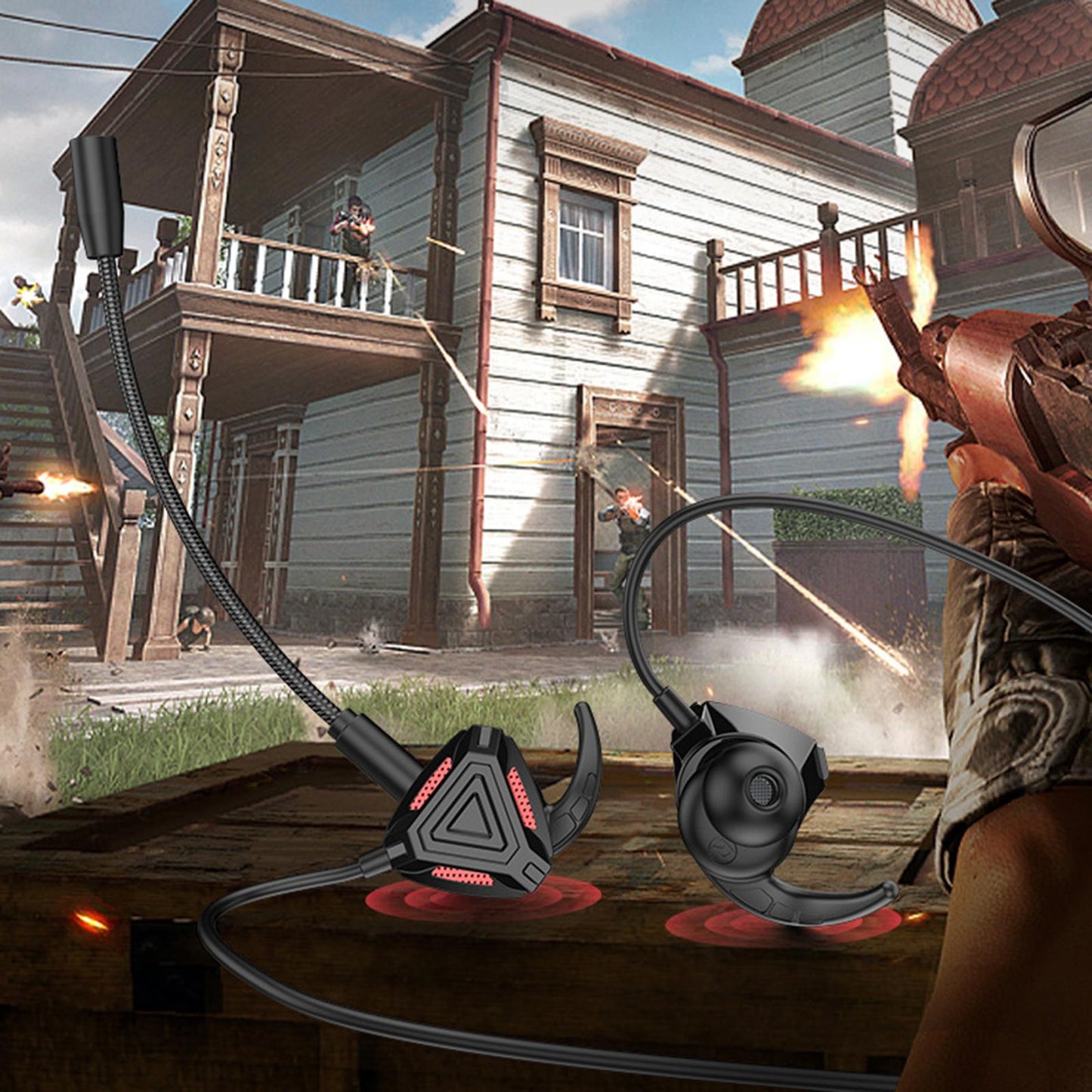 Gaming Earphone Gamer Headset Games Headphones 7.1 With Microphone Red