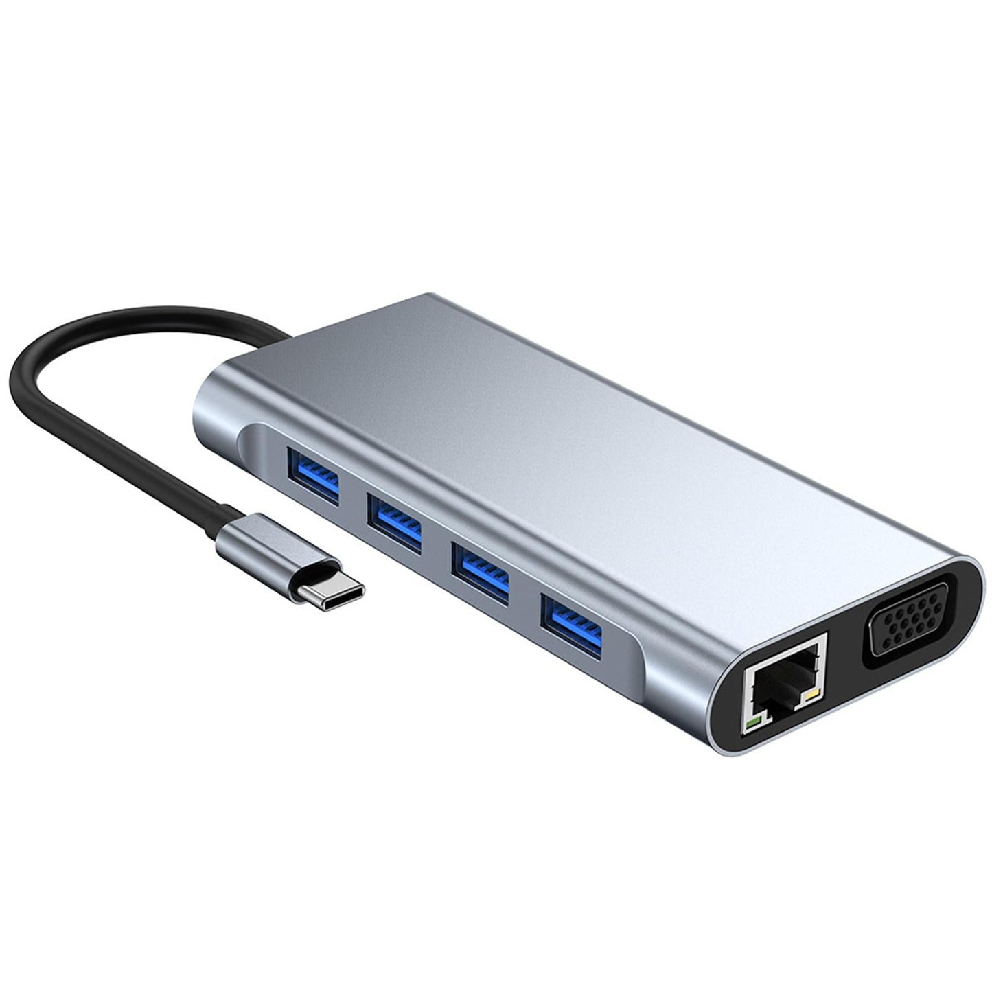 Aluminum Alloy USB Power Hub HDMI to VGA TF Card Reader for Apple Laptop