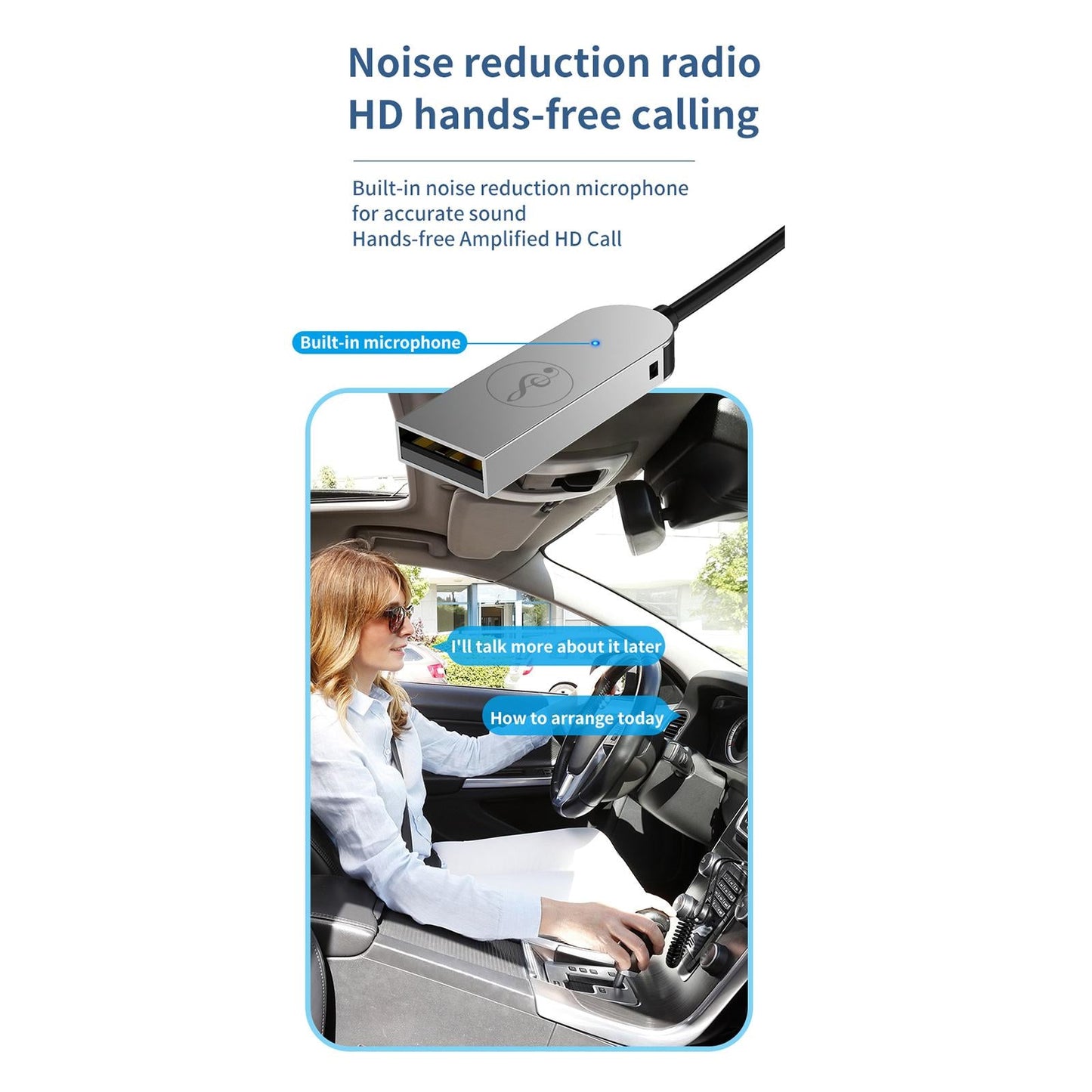 Car Bluetooth Receiver USB 2.0 to 3.5mm Jack Hands-Free Call for Car Speaker