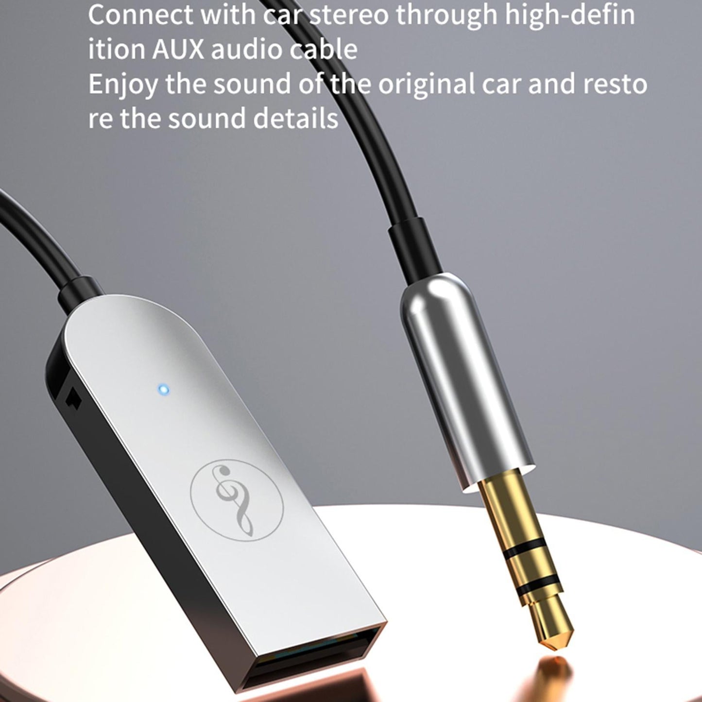 Car Bluetooth Receiver USB 2.0 to 3.5mm Jack Hands-Free Call for Car Speaker