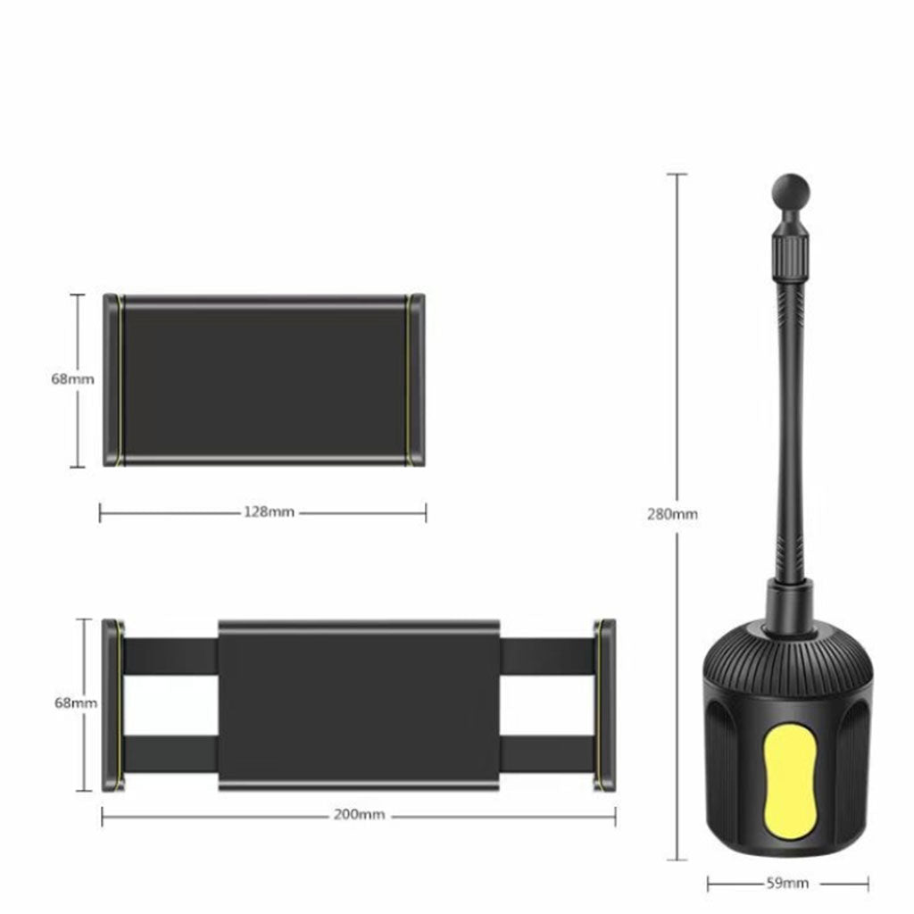 Car Cup Holder Smartphones Phone Mount with Gooseneck Tablet Use Black