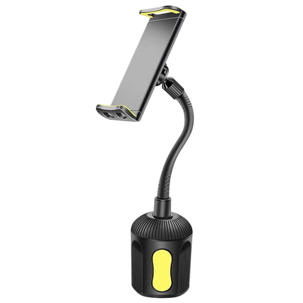 Car Cup Holder Smartphones Phone Mount with Gooseneck Tablet Use Yellow