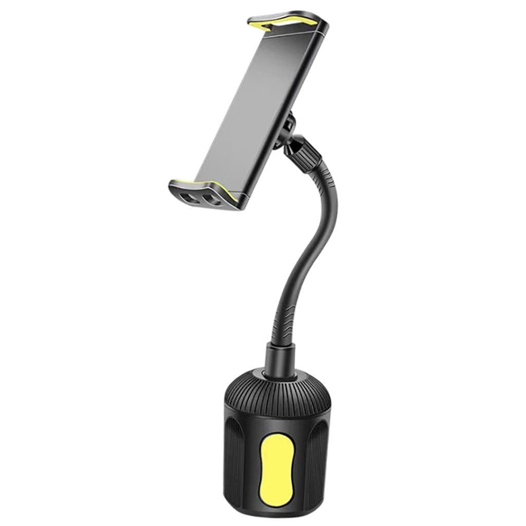 Car Cup Holder Smartphones Phone Mount with Gooseneck Tablet Use Yellow
