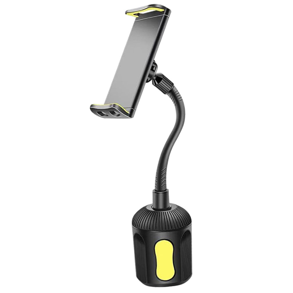 Car Cup Holder Smartphones Phone Mount with Gooseneck Tablet Use Yellow