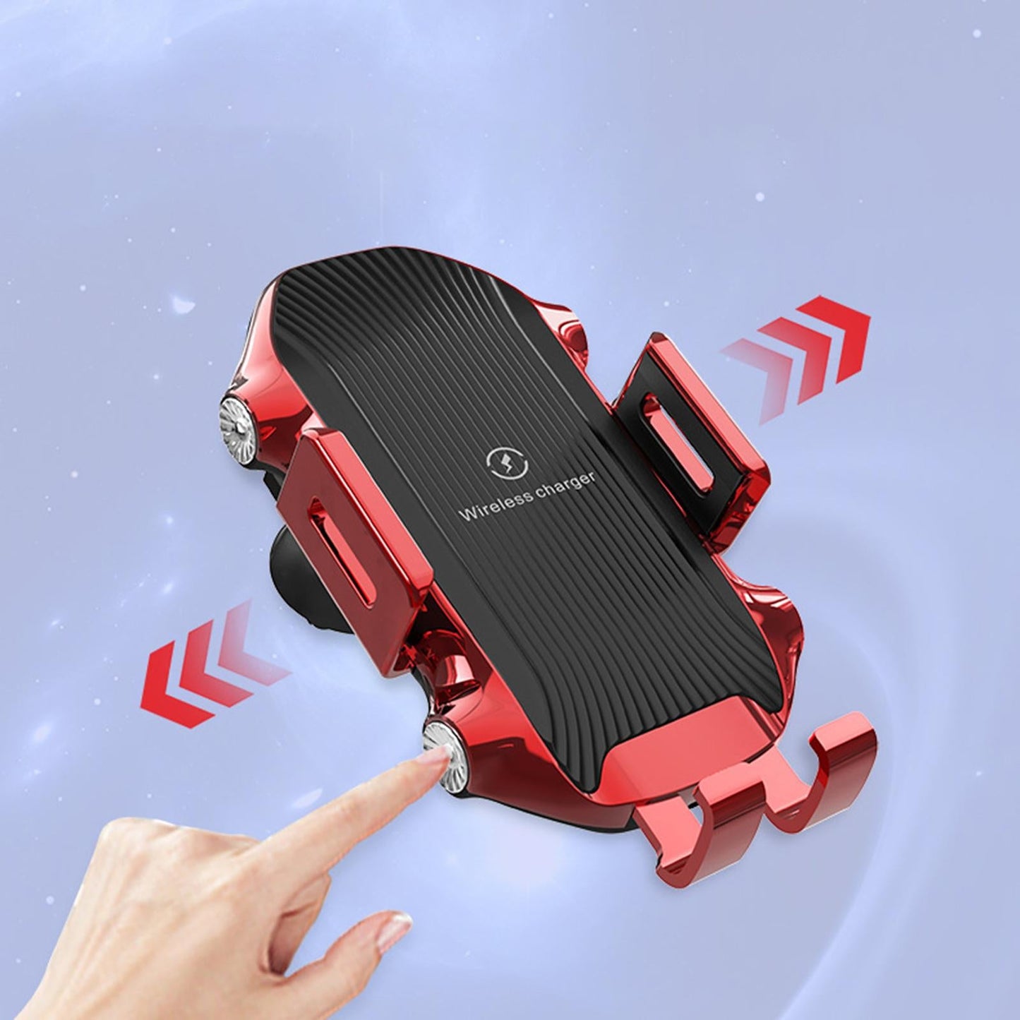 Car Phone Holder Wireless Charger Suction Mount Fast Charge Smartphones Black