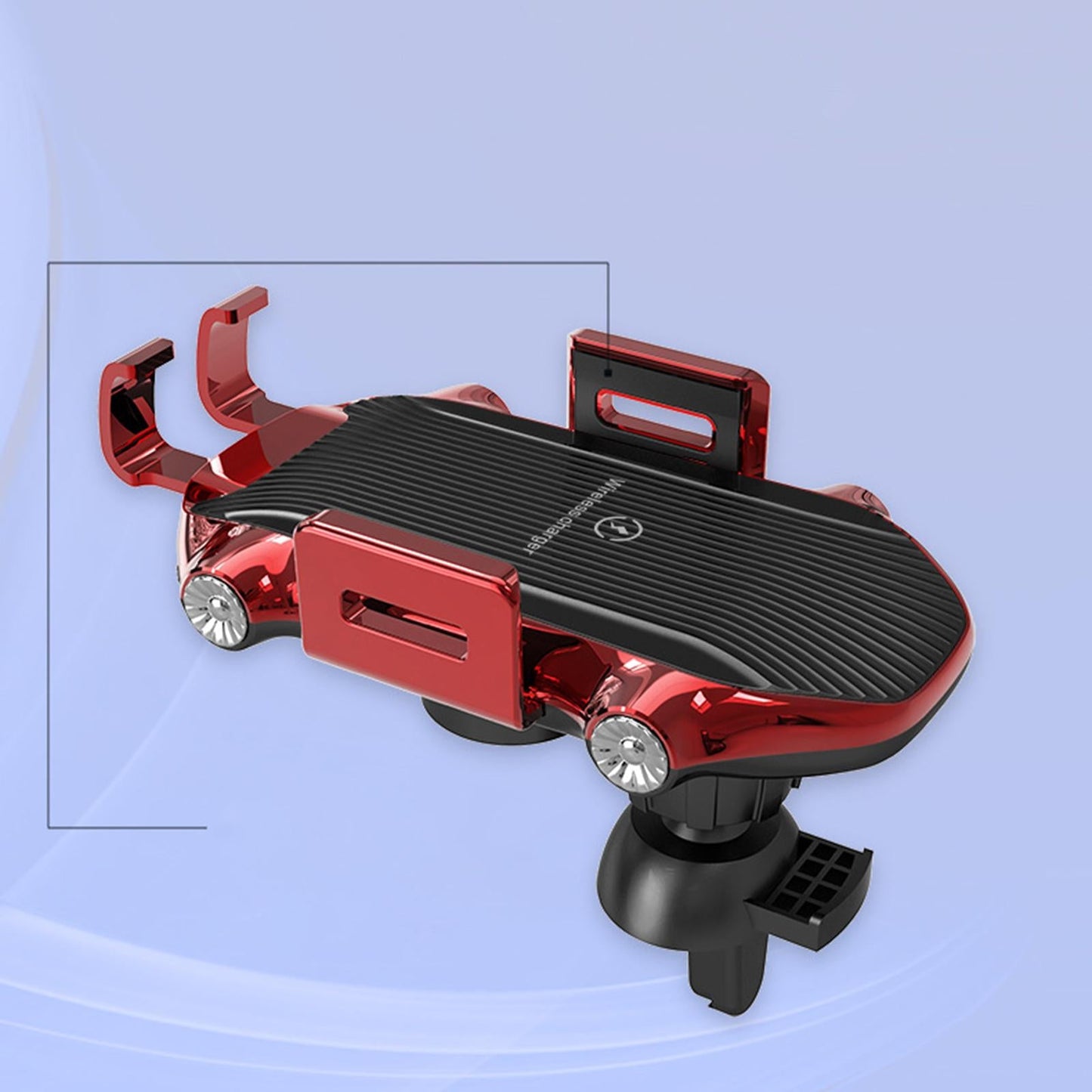 Car Phone Holder Wireless Charger Suction Mount Fast Charge Smartphones Red
