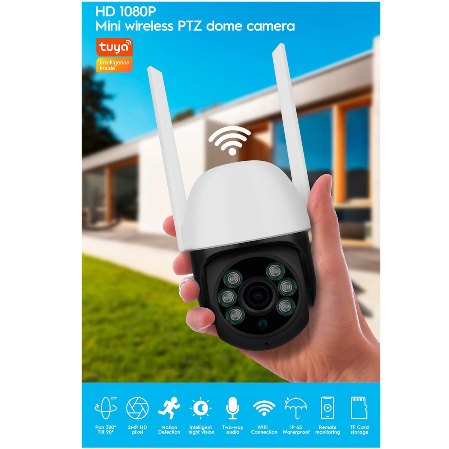 HD Indoor Outdoor WiFi IP Camera for Tuya Plug-Eu Real Time Alerts 2MP HD