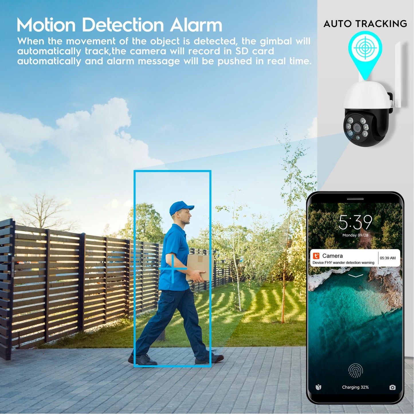 HD Indoor Outdoor WiFi IP Camera for Tuya Plug-Eu Real Time Alerts 2MP HD