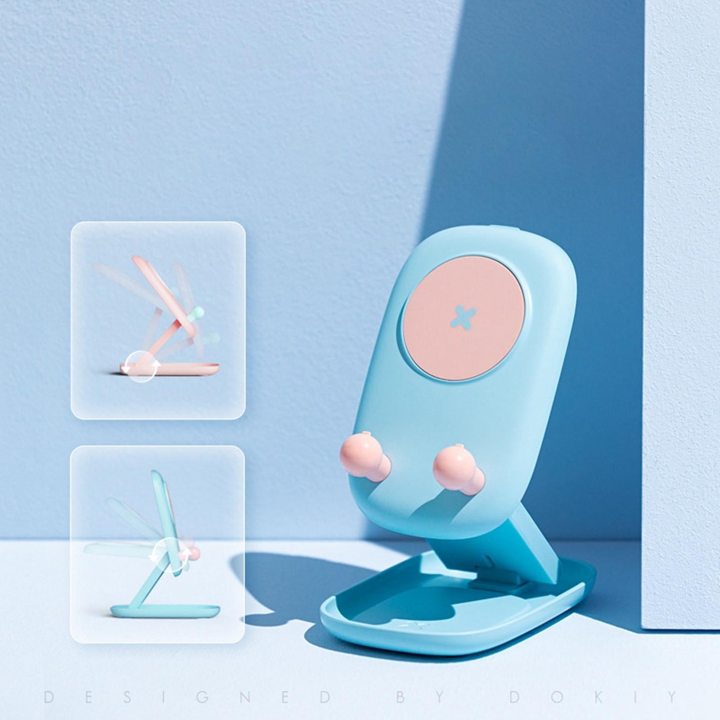 Mobile Phone Holder Desk Cellphone Stand Universal Travel Adjustable Plastic Black