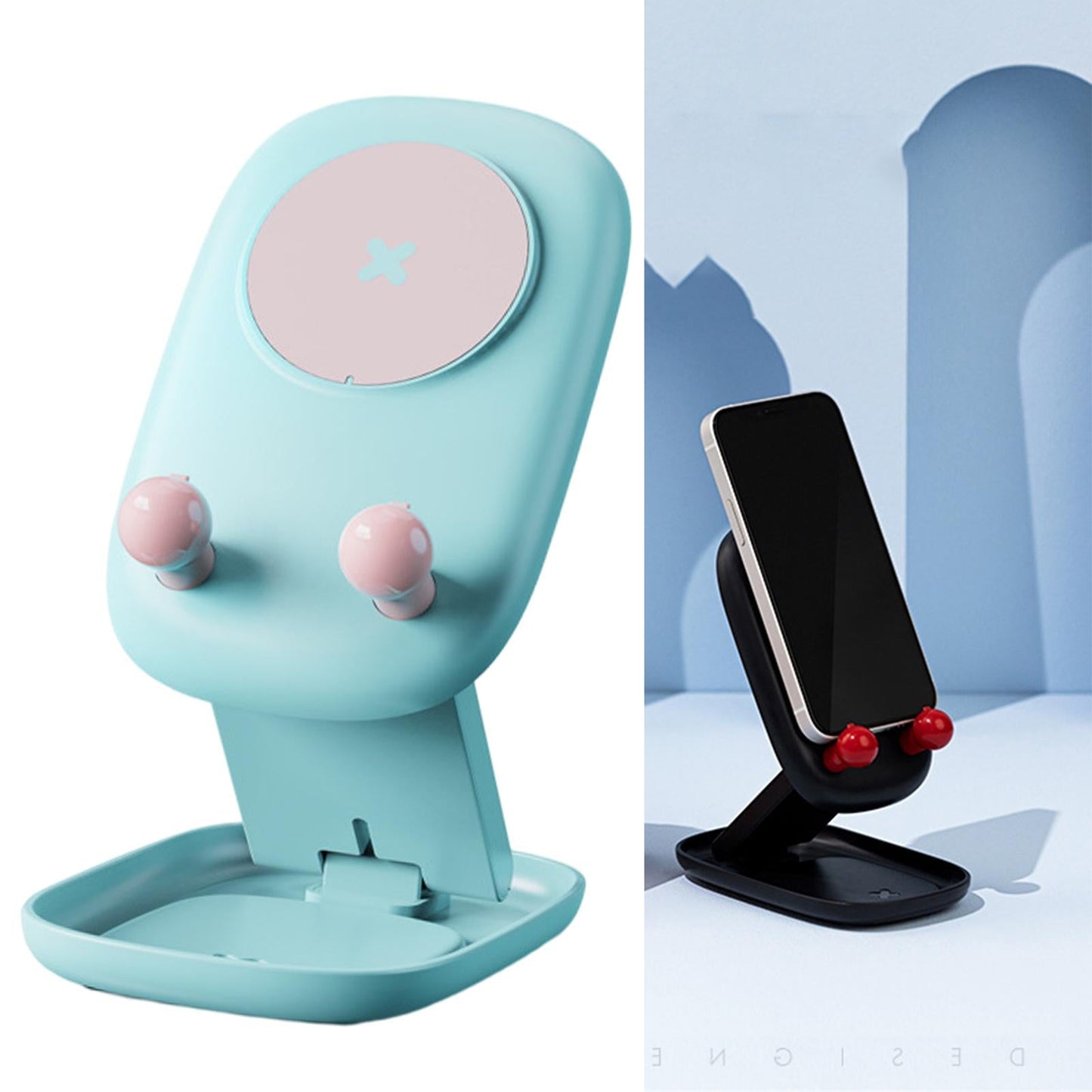 Mobile Phone Holder Desk Cellphone Stand Universal Travel Adjustable Plastic Blue