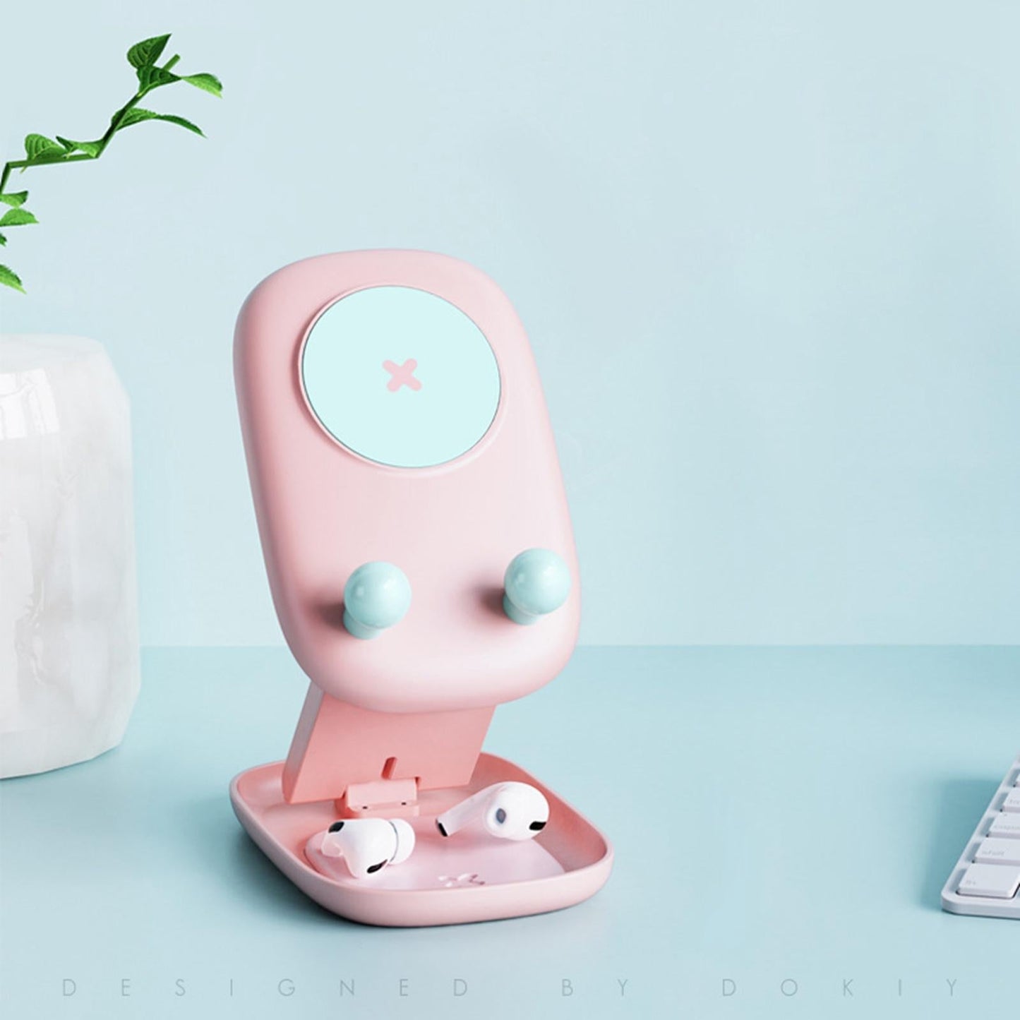 Mobile Phone Holder Desk Cellphone Stand Universal Travel Adjustable Plastic Pink