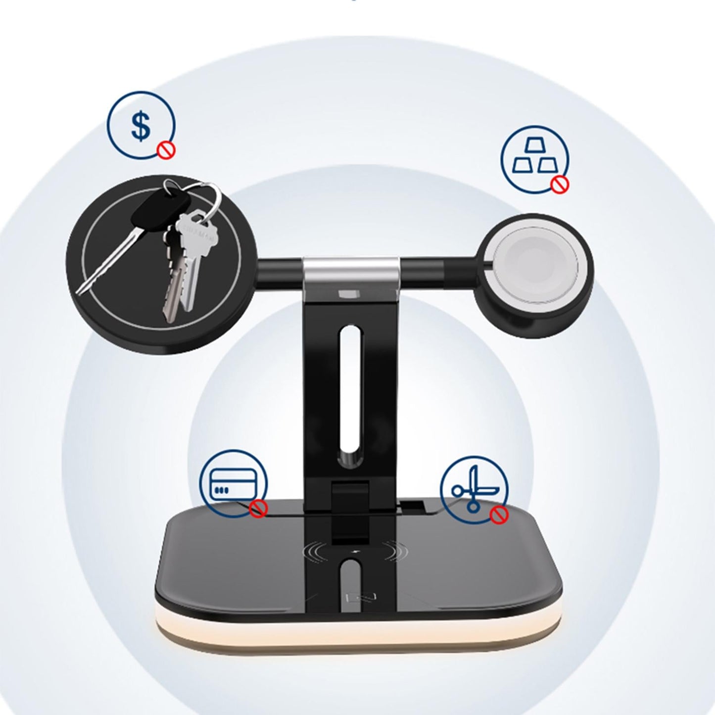 3 in 1 Foldable Qi Charger Magnetic Wireless Charger for iwatch Series Black