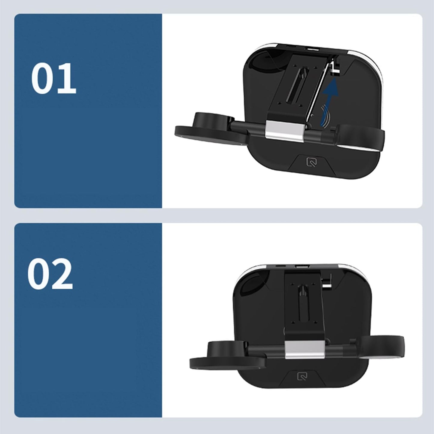 3 in 1 Foldable Qi Charger Magnetic Wireless Charger for iwatch Series Black