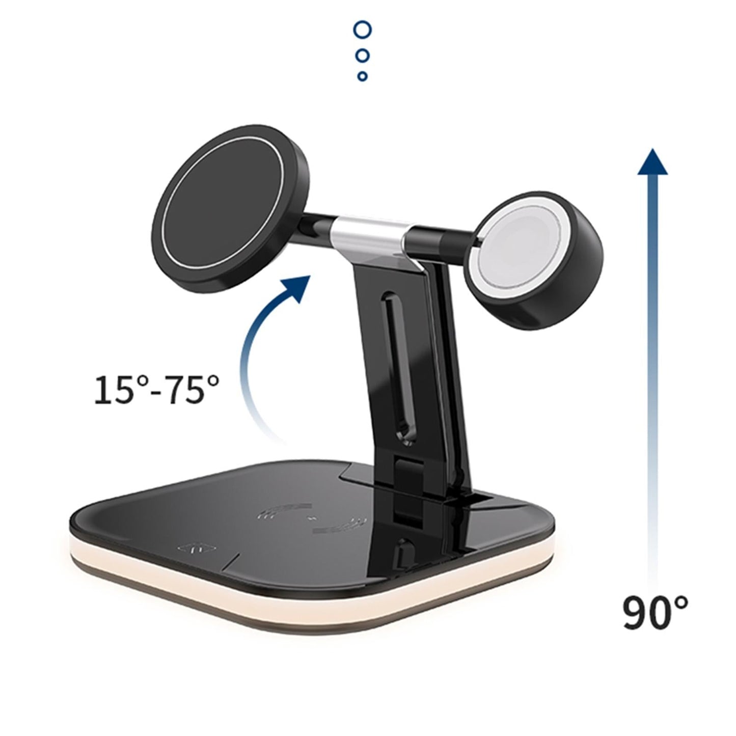 3 in 1 Foldable Qi Charger Magnetic Wireless Charger for iwatch Series Black