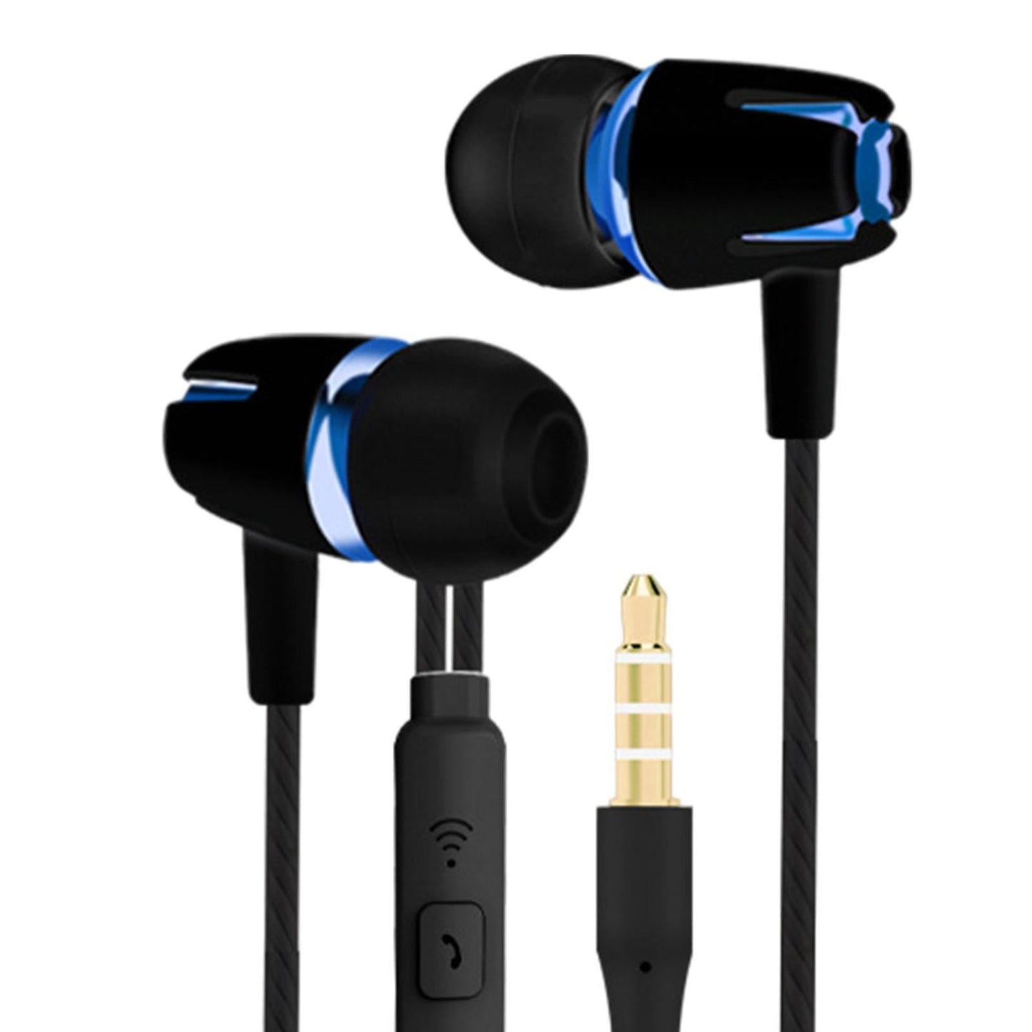 3.5mm Wired Headphones Earbud Headset In-Ear Earphone Black Blue Normal