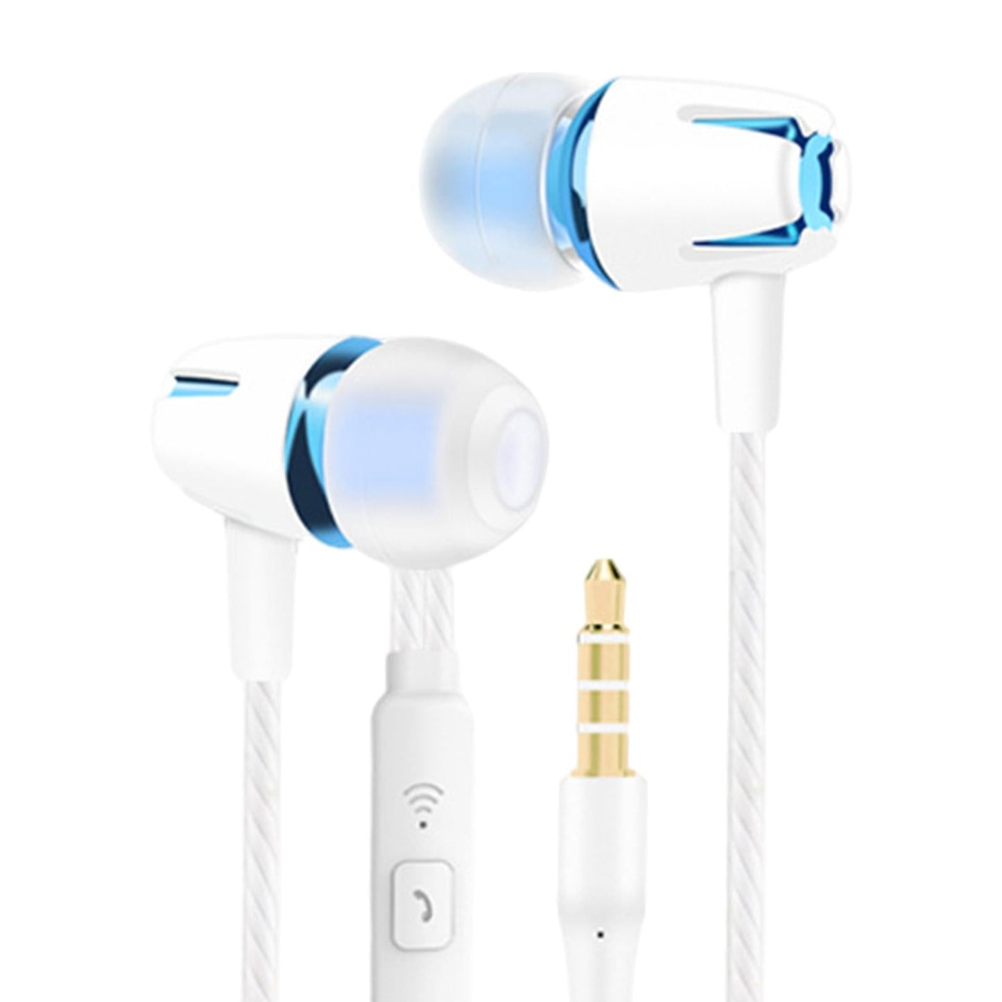 3.5mm Wired Headphones Earbud Headset In-Ear Earphone Blue Normal