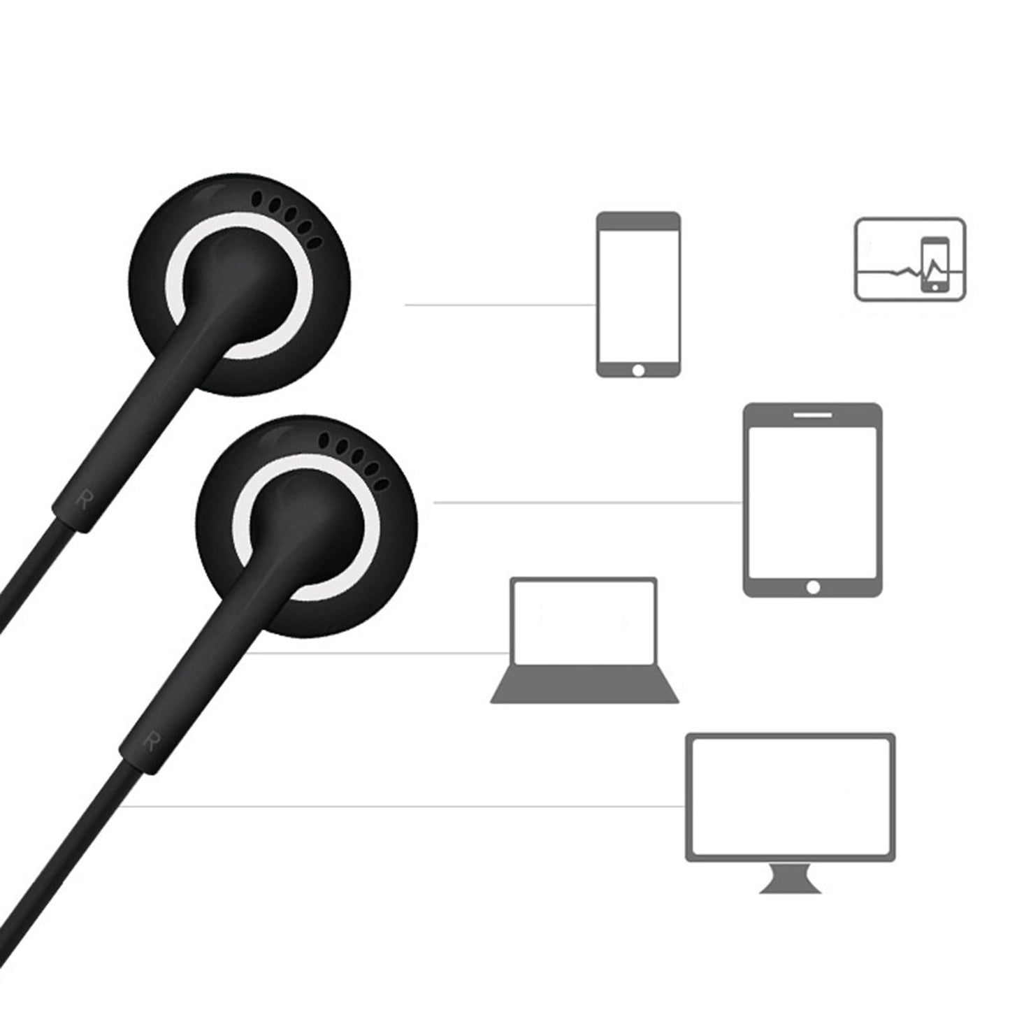 Universal S7 3.5mm Wired In-Ear Earphone for Phones PC laptop Bagged Black