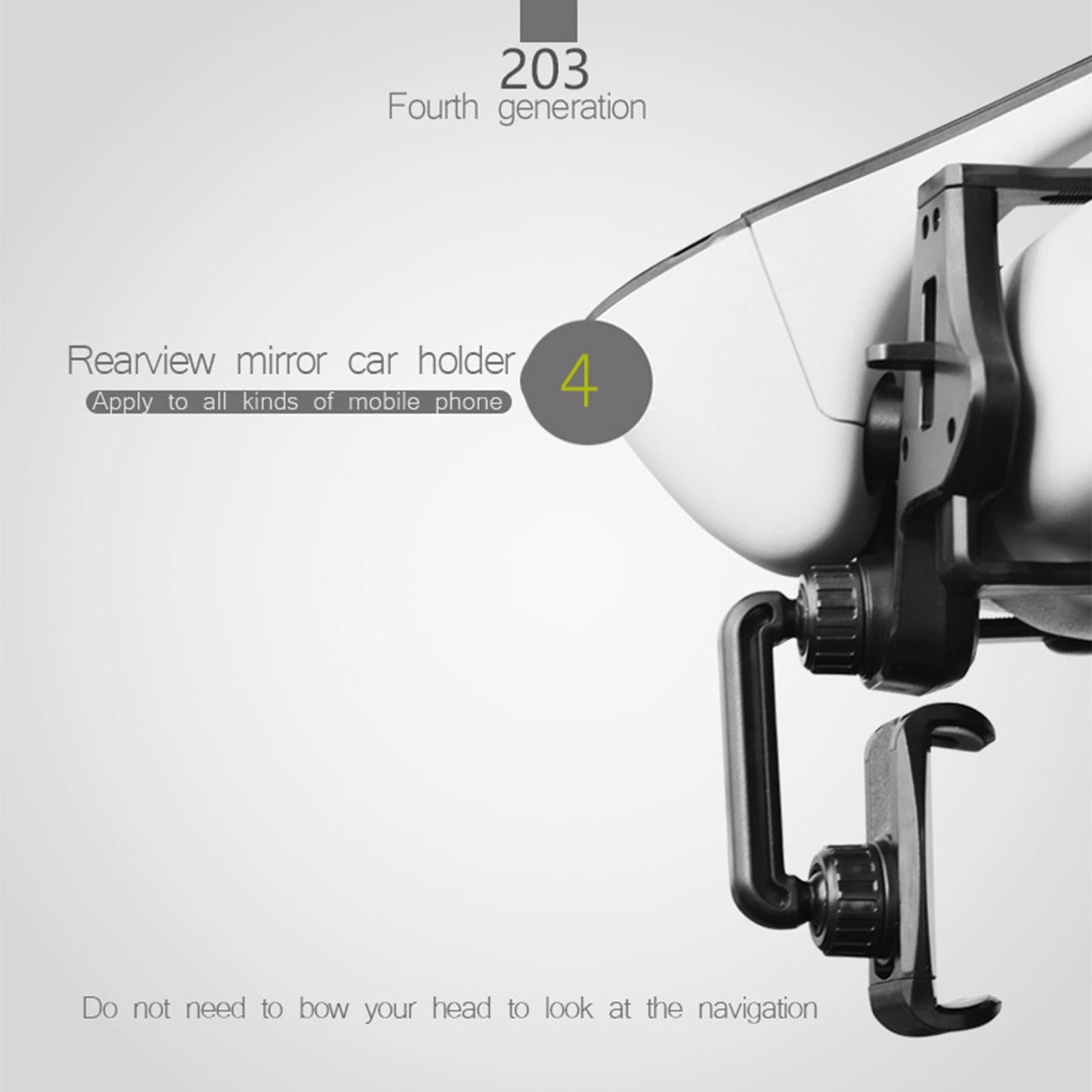 Rearview Mirror Car Phone Mount Grip Clip 360 Rotation Widely Use Stable