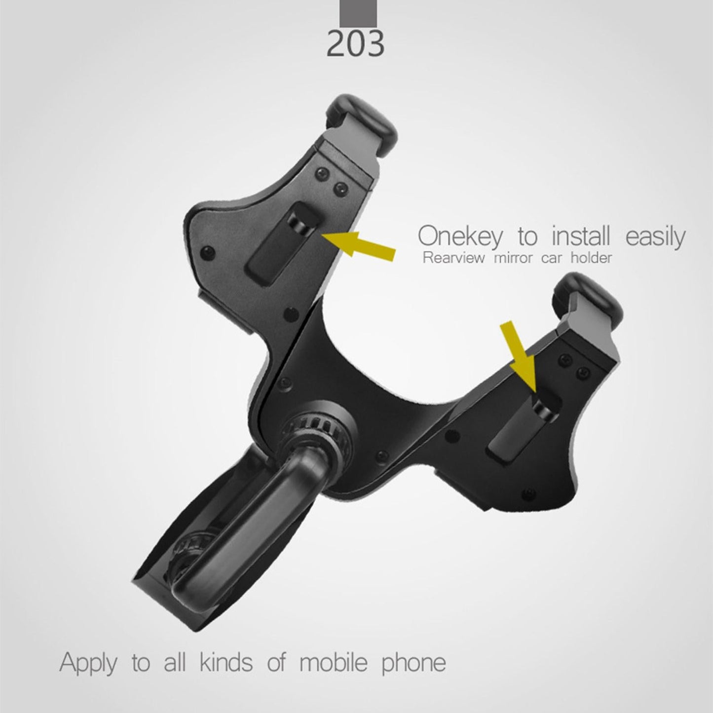 Rearview Mirror Car Phone Mount Grip Clip 360 Rotation Widely Use Stable