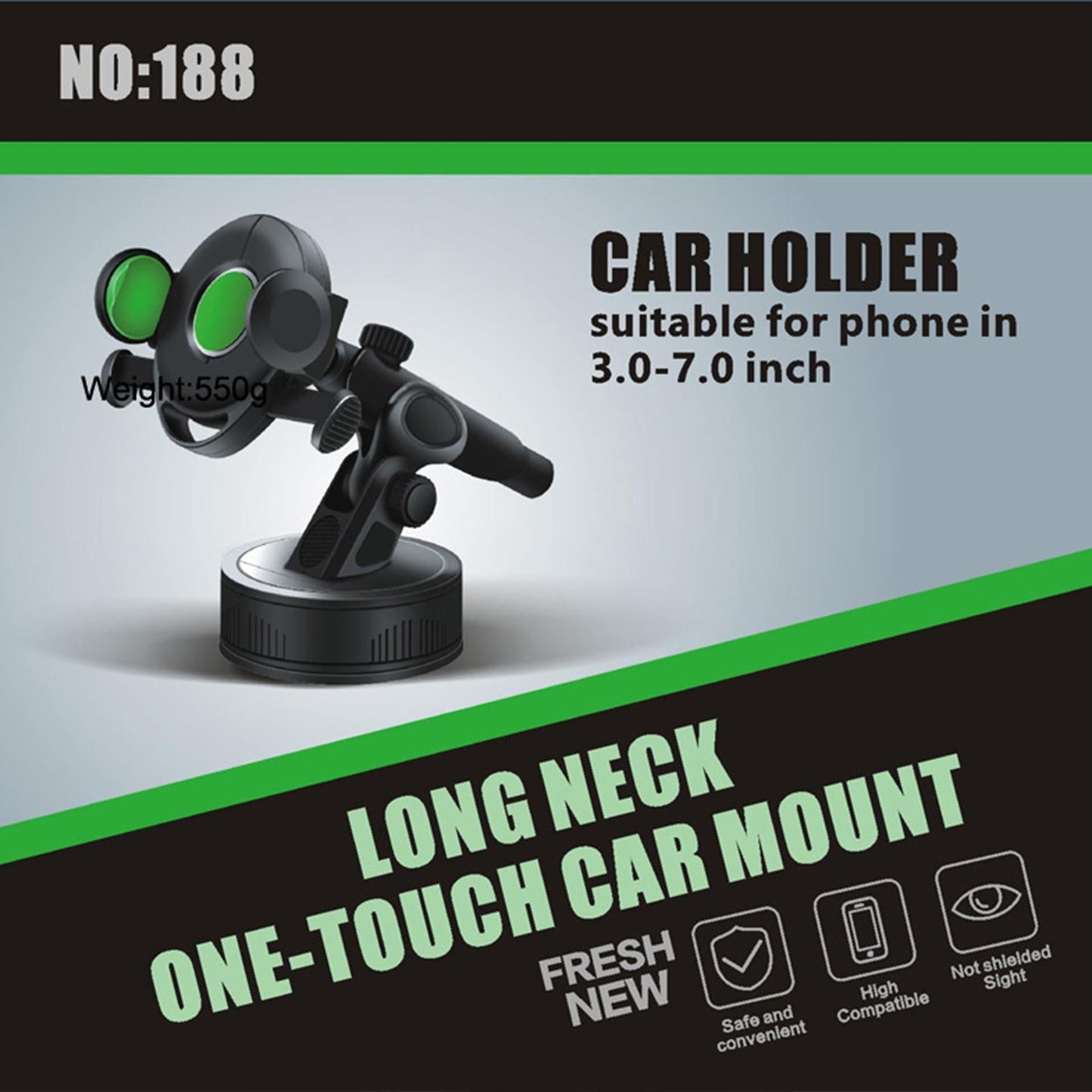 Car Phone Mount Windshield Adjustable Telescopic Arm for Huawei Black