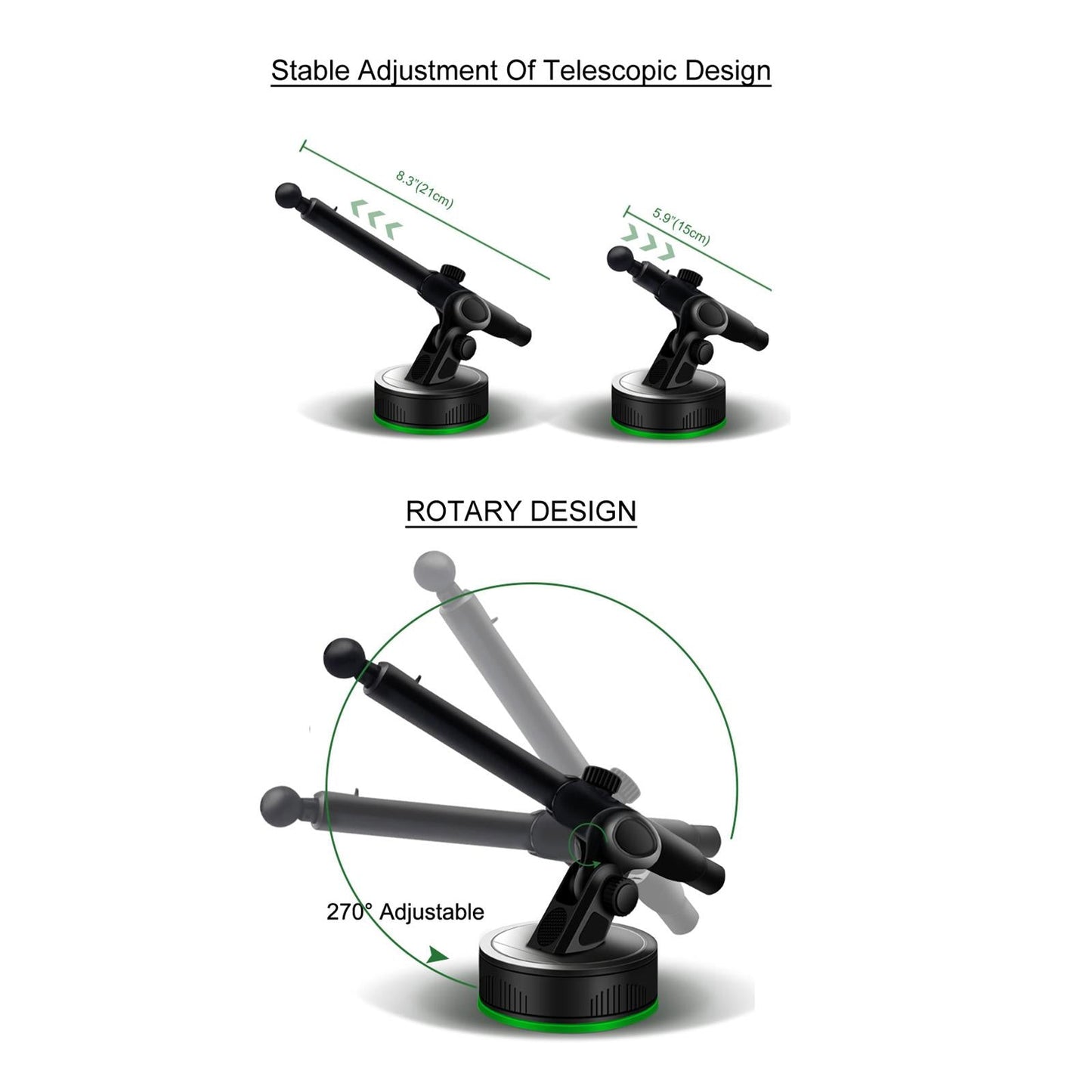 Car Phone Mount Windshield Adjustable Telescopic Arm for Huawei Green
