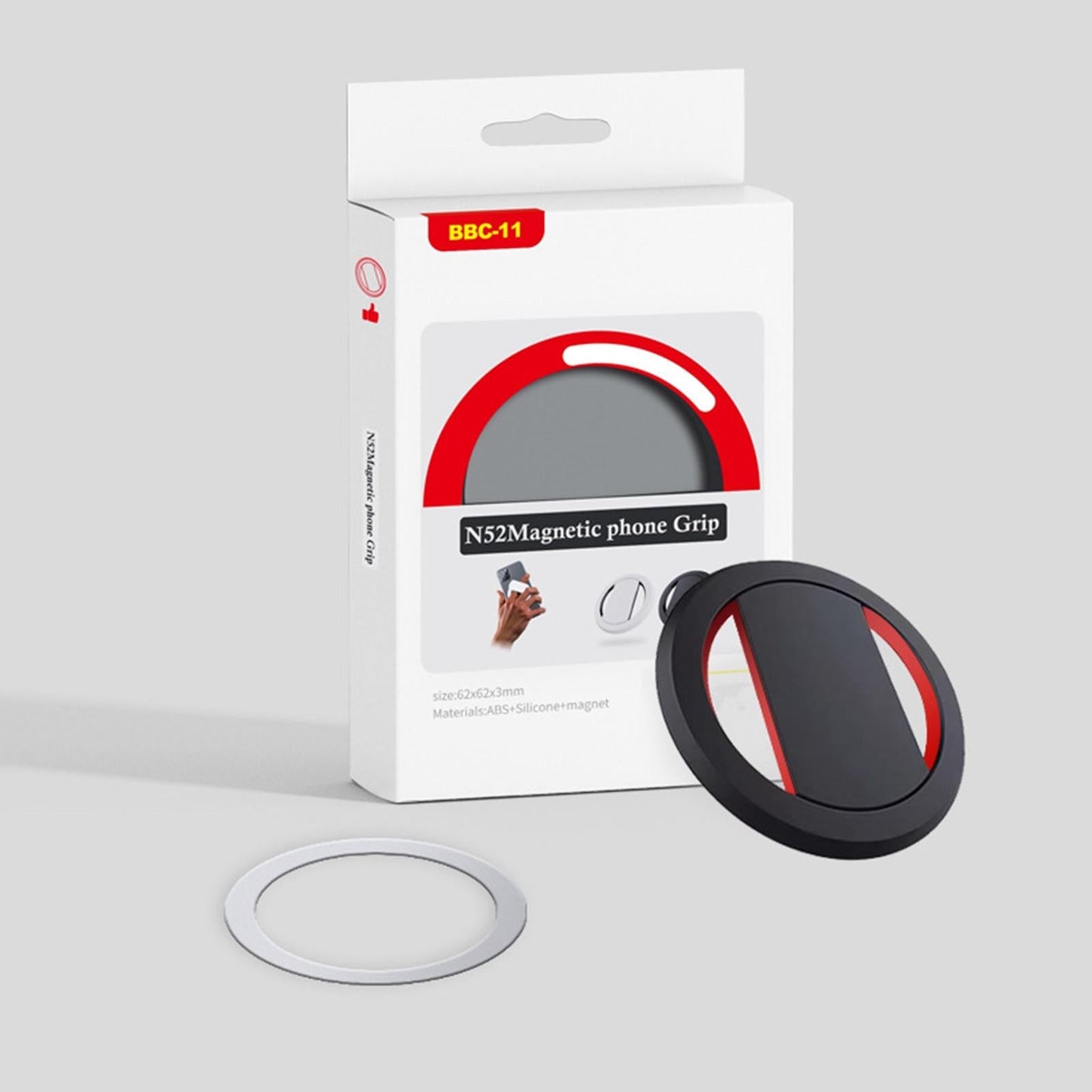 Upgraded Clip Magnetic Phone Holder Strong N52 Magnets Square for Car Vent Black Red