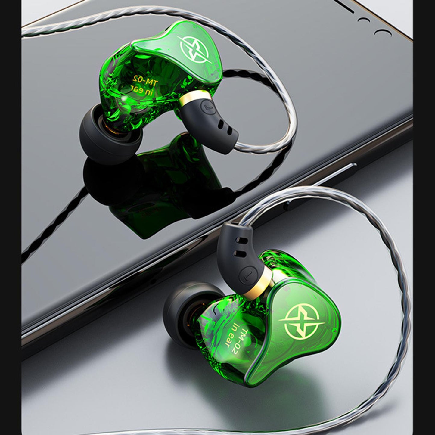 Wired Earphone In-Ear with Mic Noise Cancellation 10mm Diameter transparent