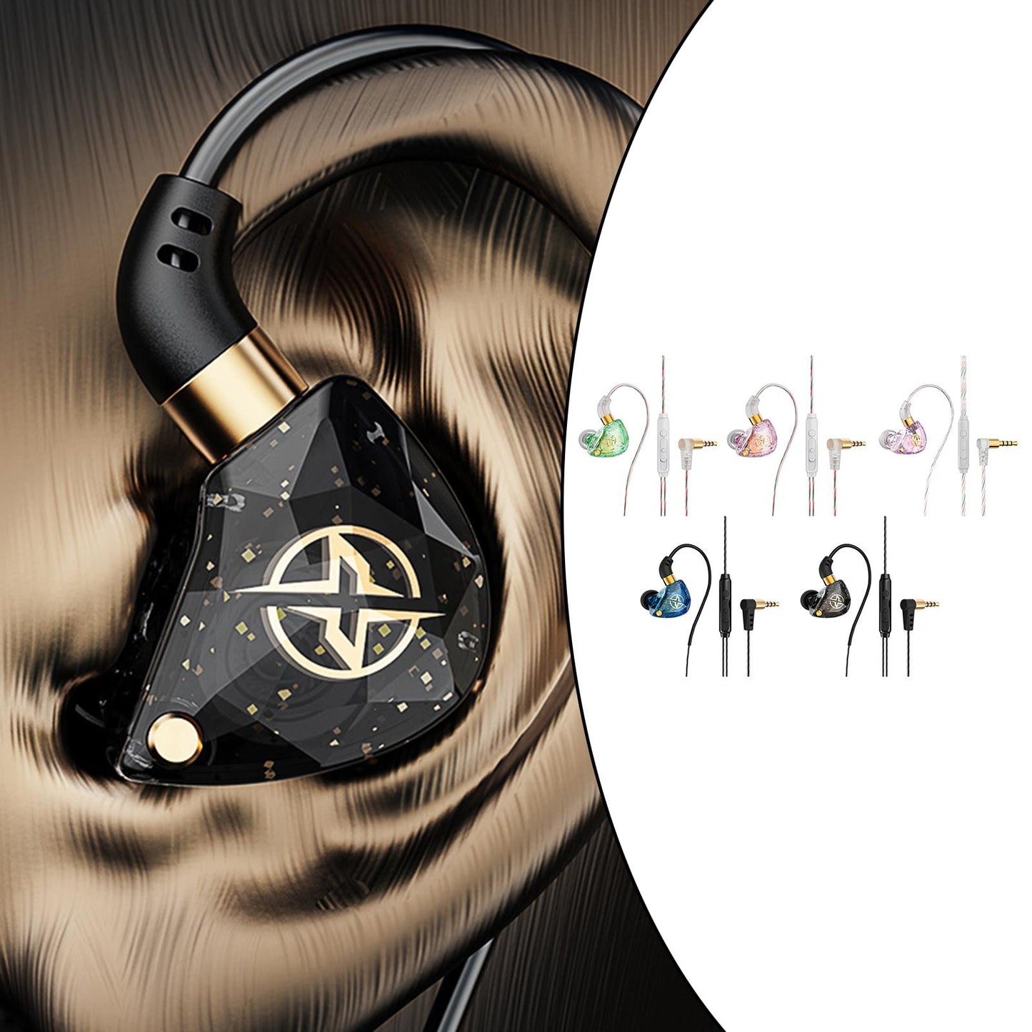 x6 Wired Headphone Wrap In-Ear 360 Deep Bass 3.5mm for Gaming Sports Black